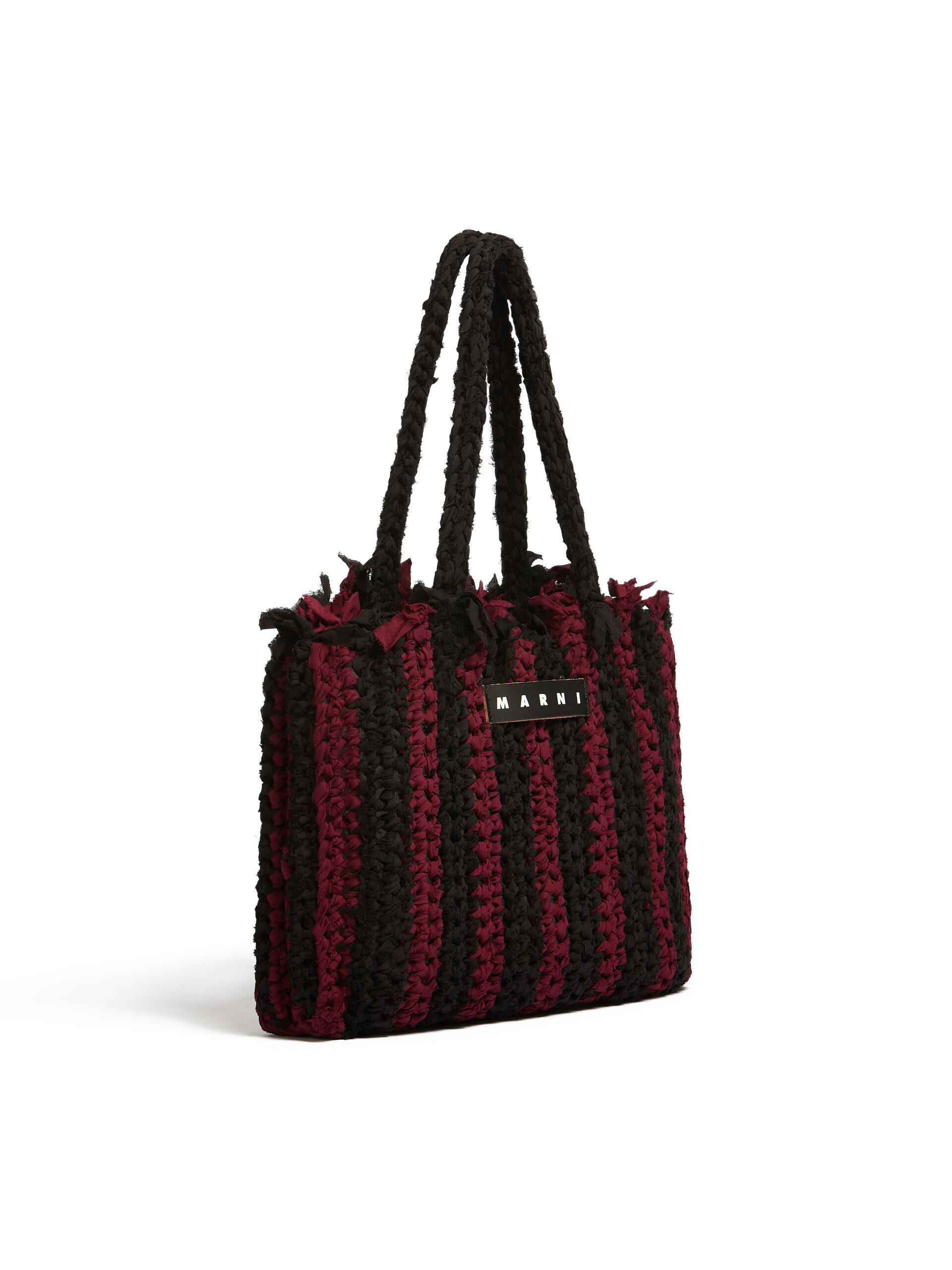 MARNI MARKET bag in black and burgundy cotton - Bags - Image 2