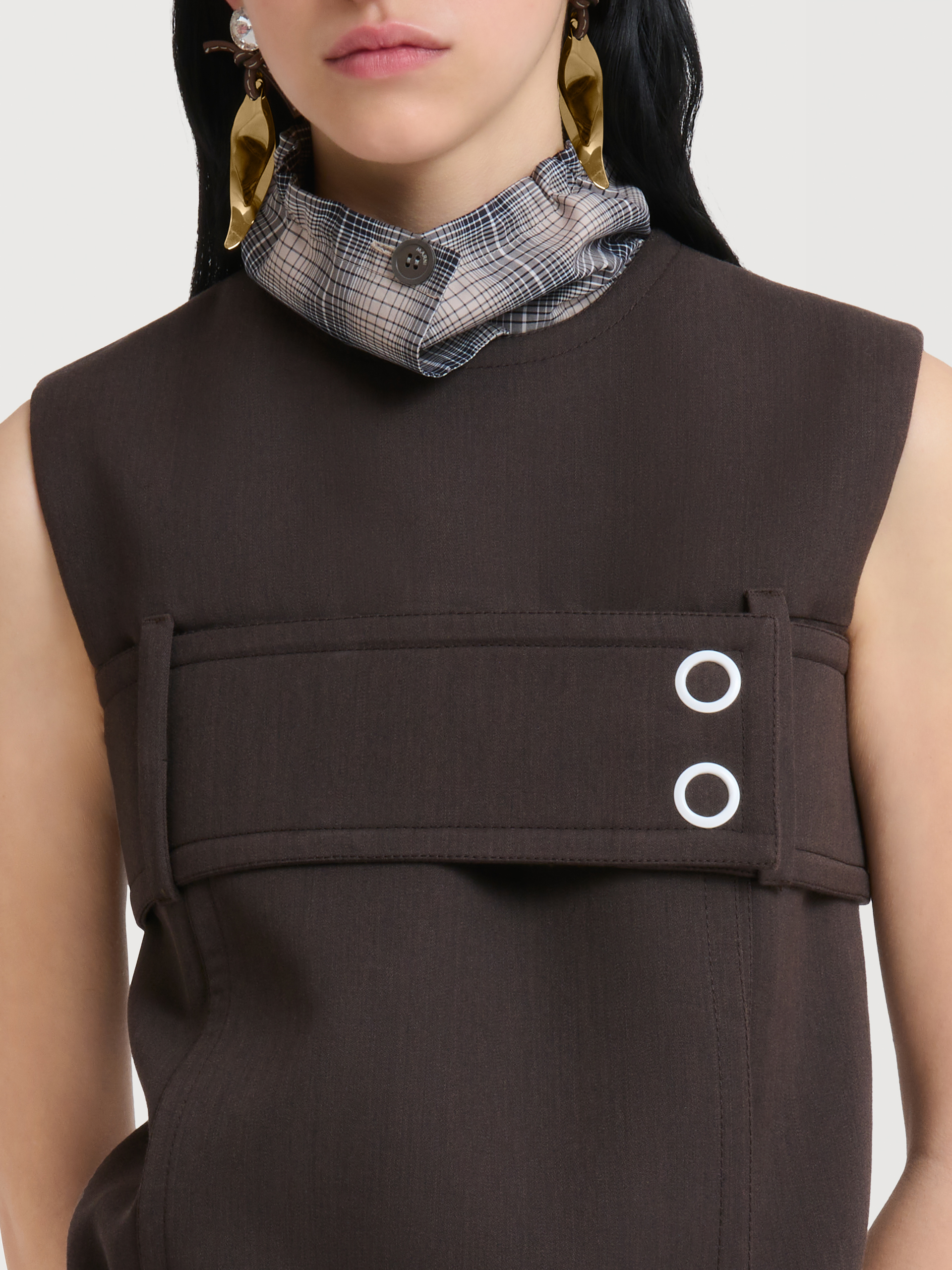 Brown wool top with belted bust - Shirts - Image 5