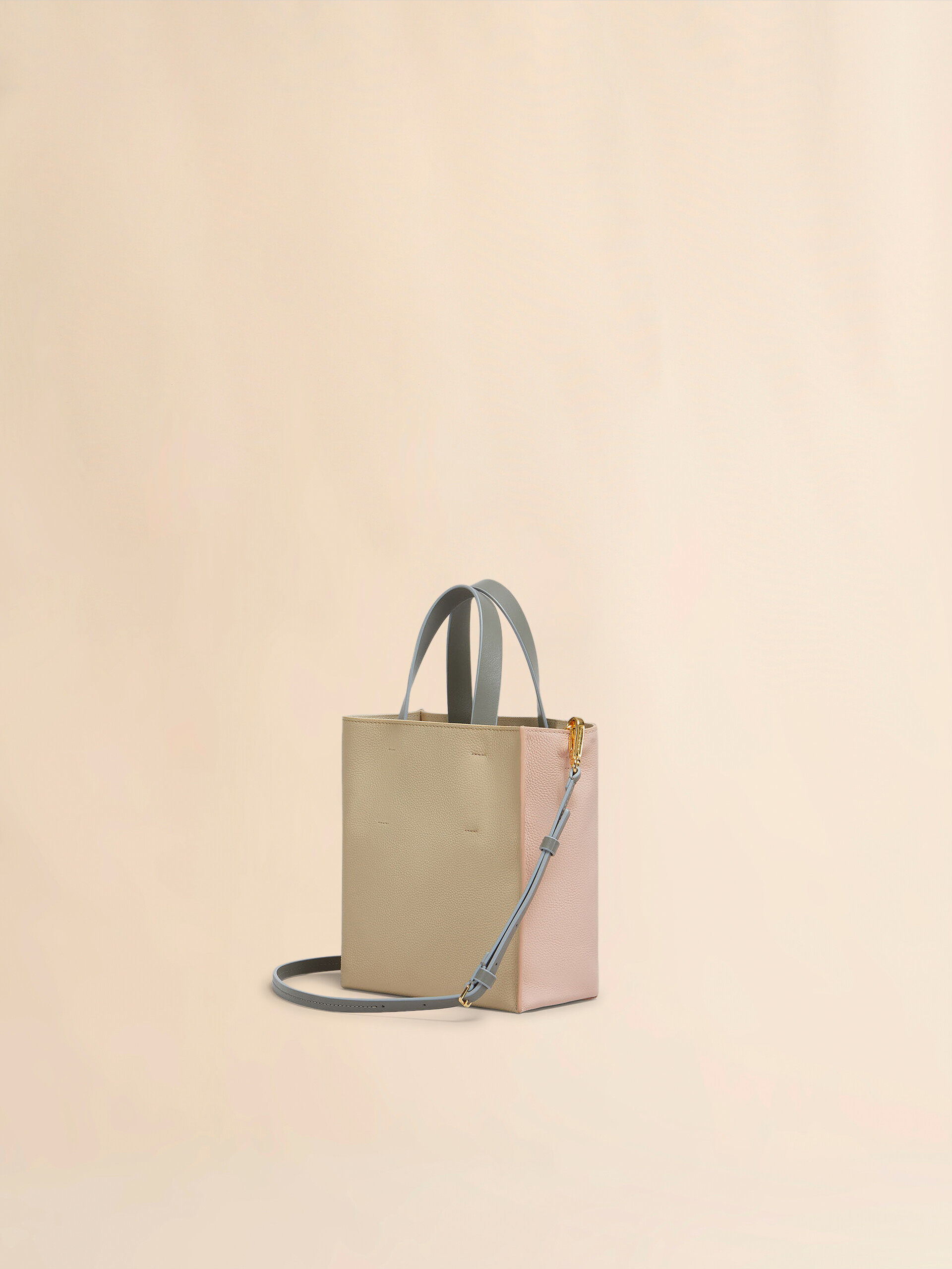 Museo Soft Mini Bag in ivory and brown leather with Marni Mending - Shopping Bags - Image 2
