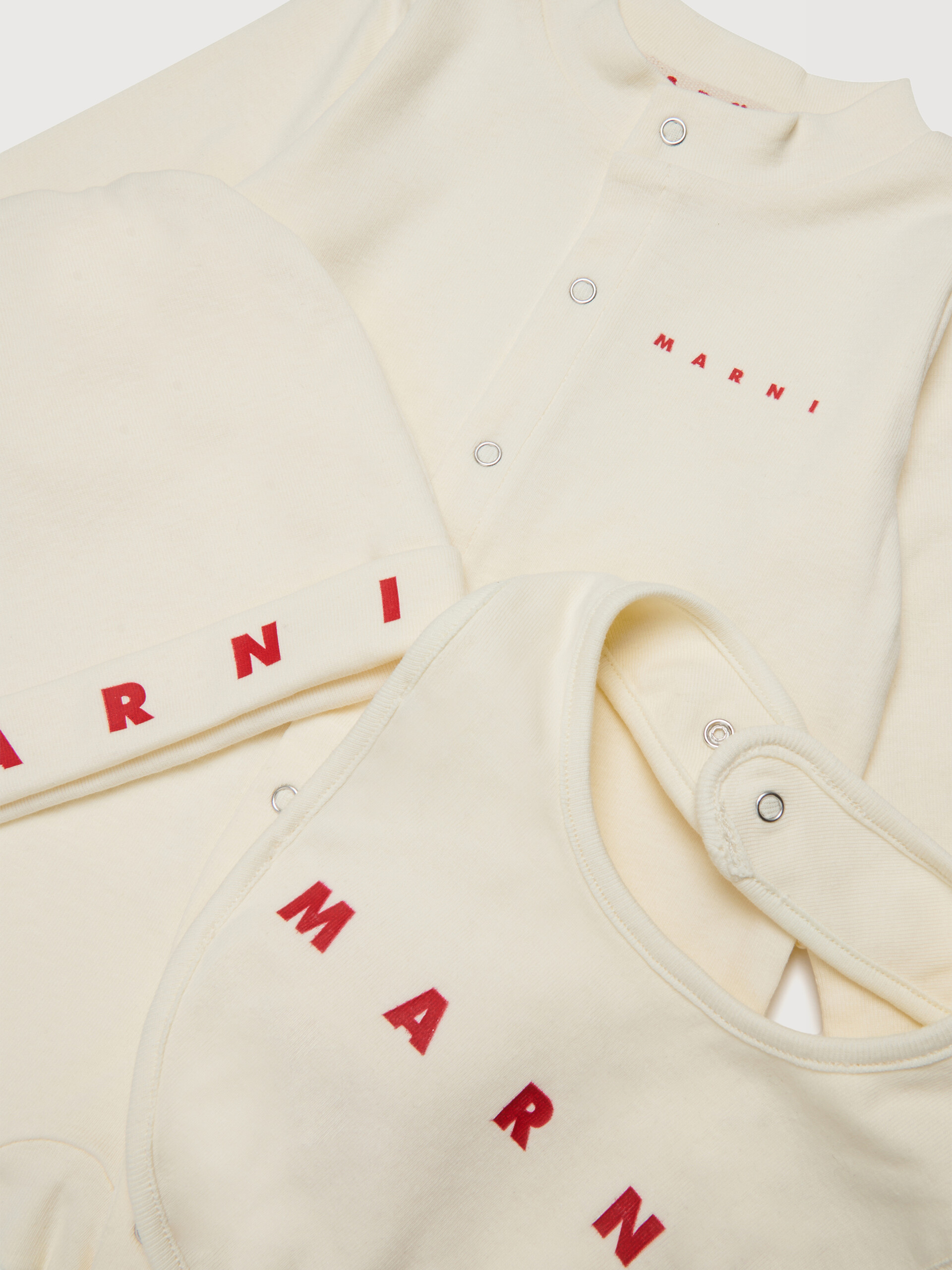 Beige cotton newborn set with Marni logo - Knitwear - Image 3