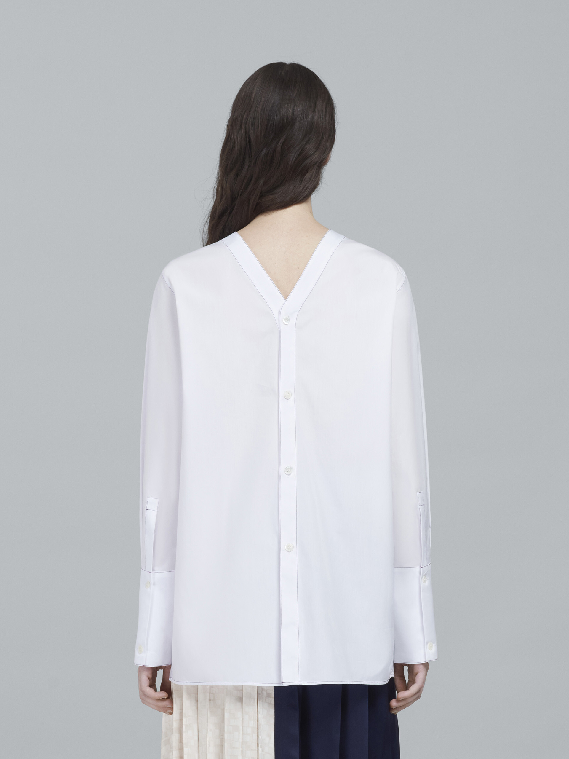 White poplin crewneck shirt - Shirts - Image 3