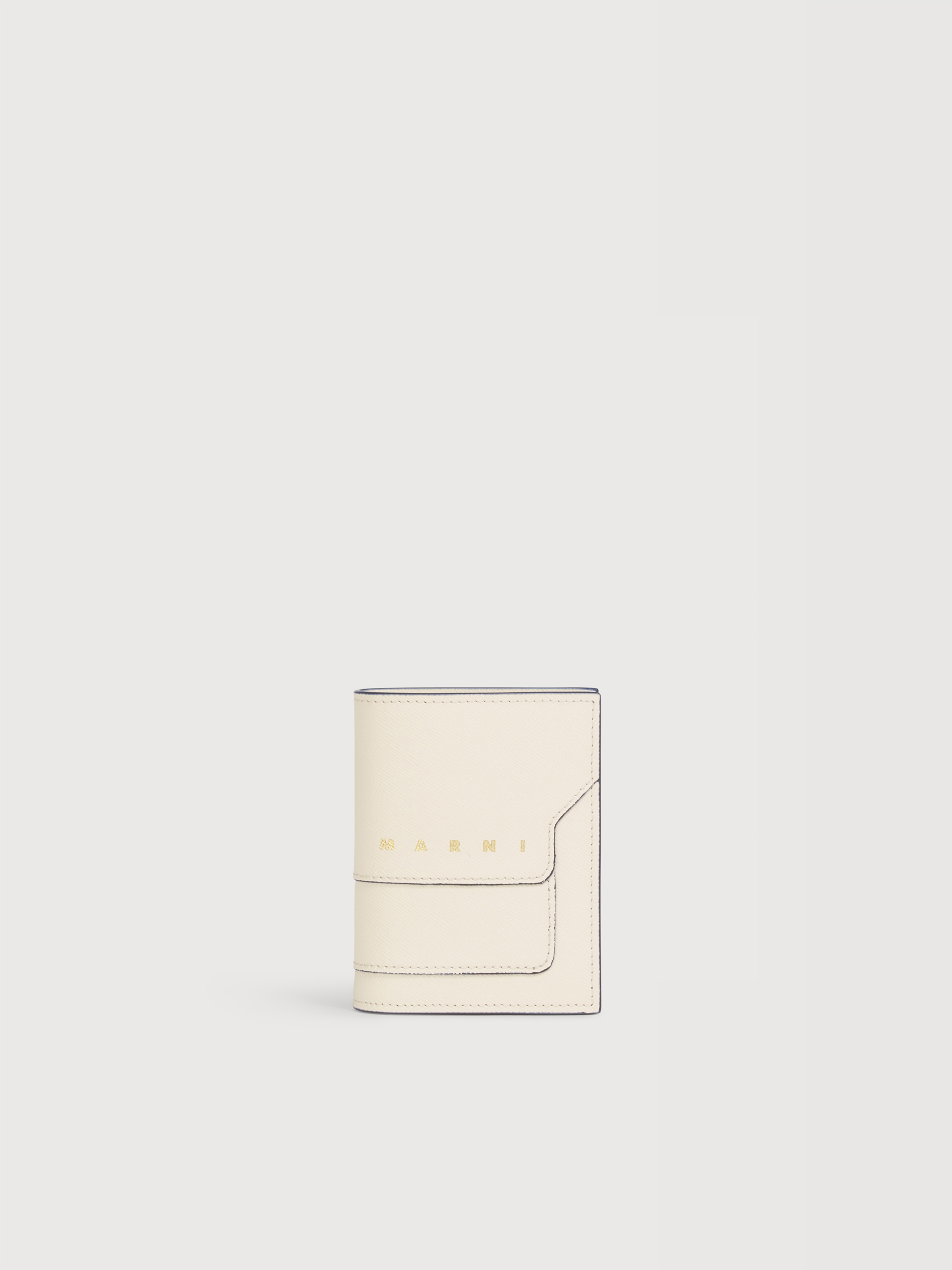 ブラック サフィアーノレザー二つ折りウォレット | Marni