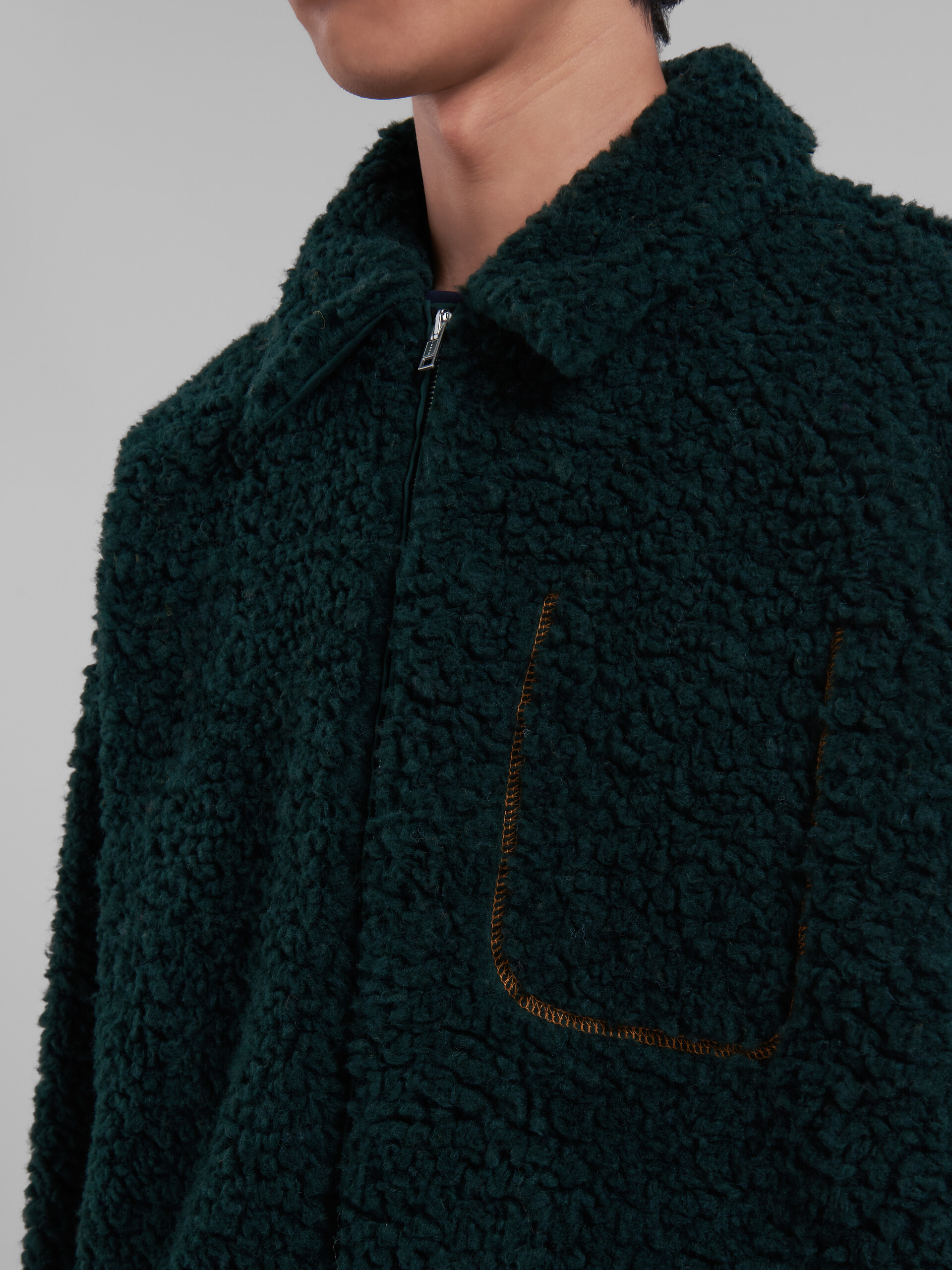 Green teddy jacket with contrast stitching - Jackets - Image 5