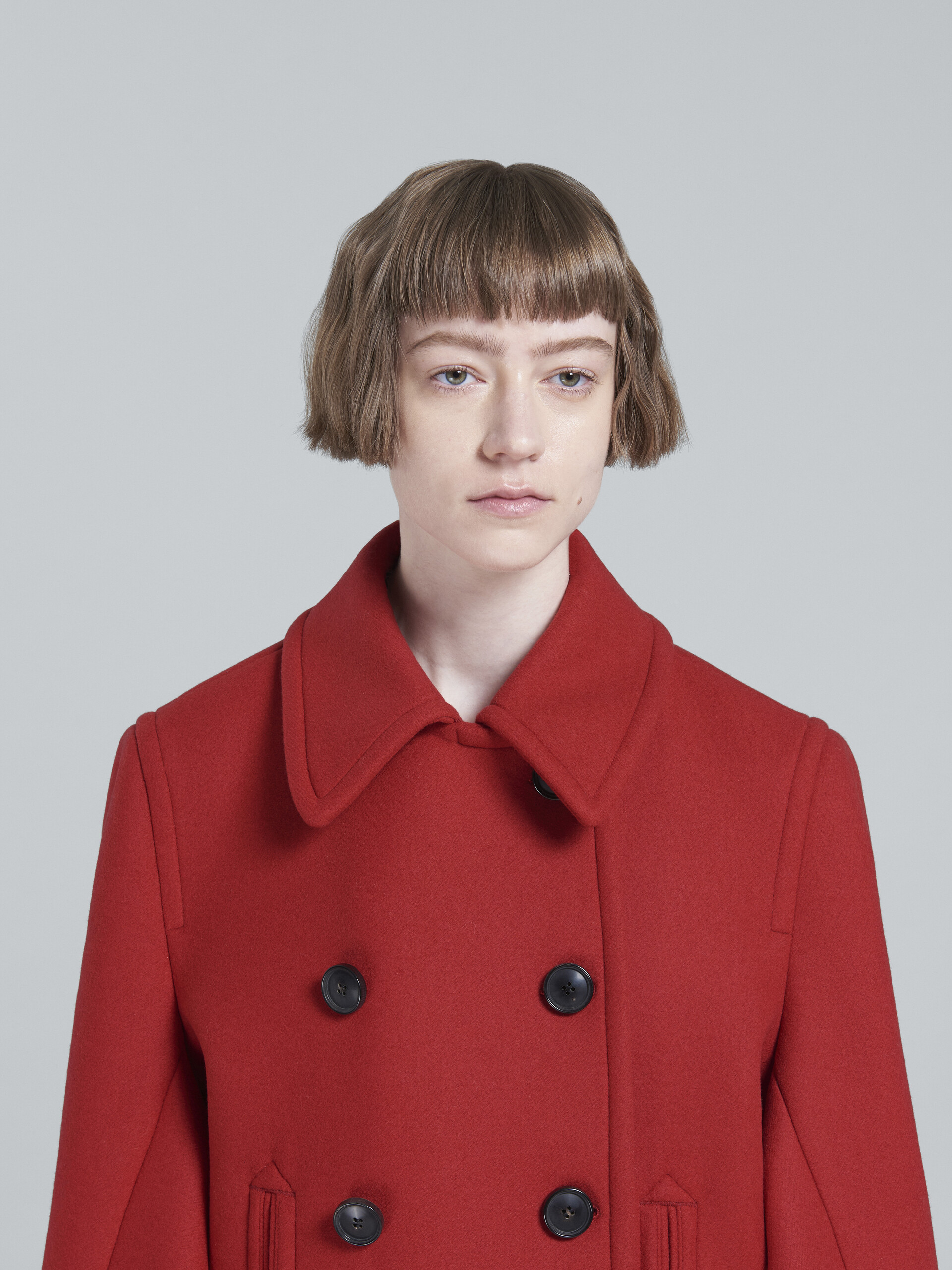 Red wool double-breasted peacoat - Jackets - Image 4