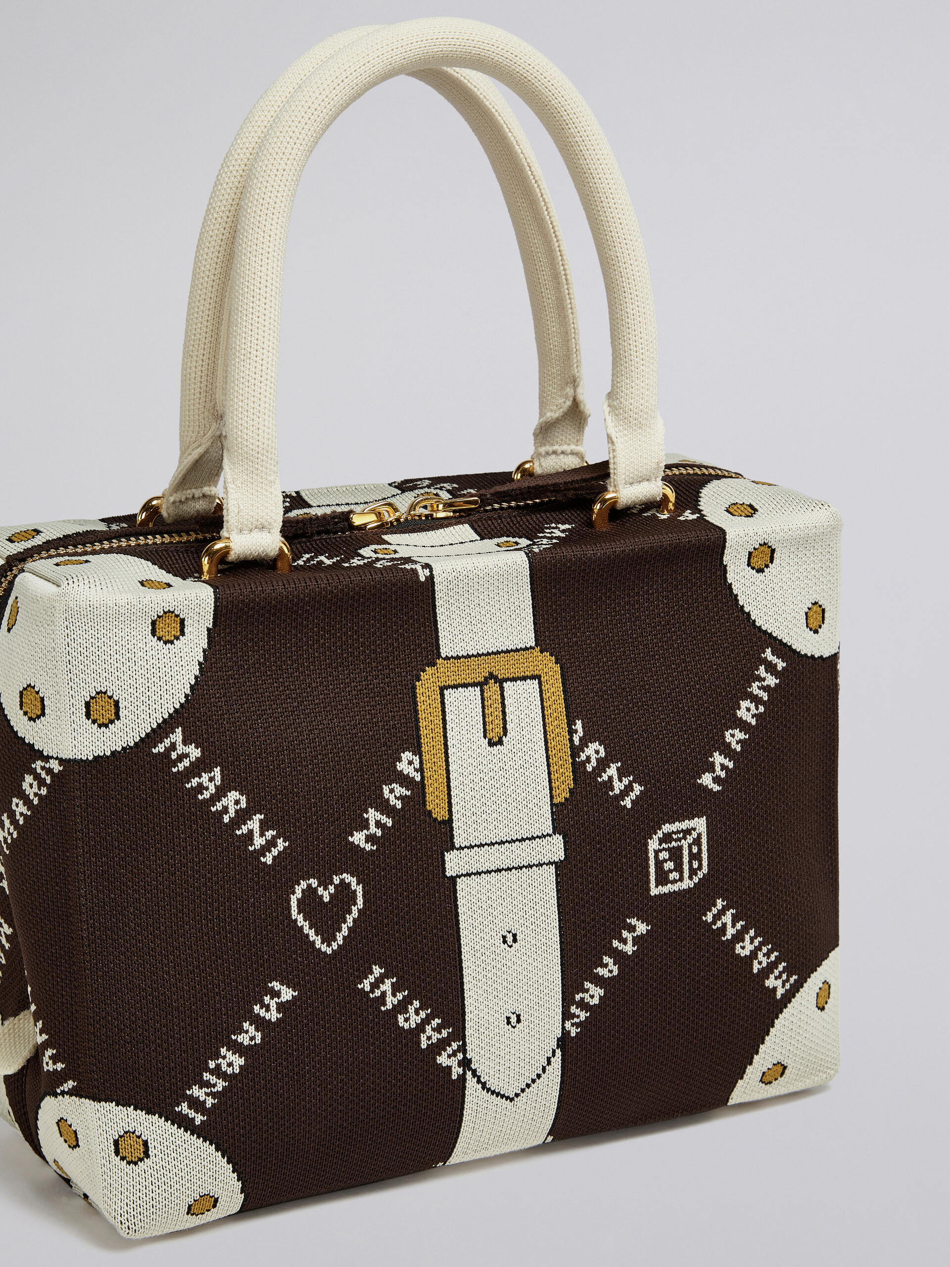 CUBIC bag in brown Marnigram trompe-l'œil jacquard - Handbag - Image 5