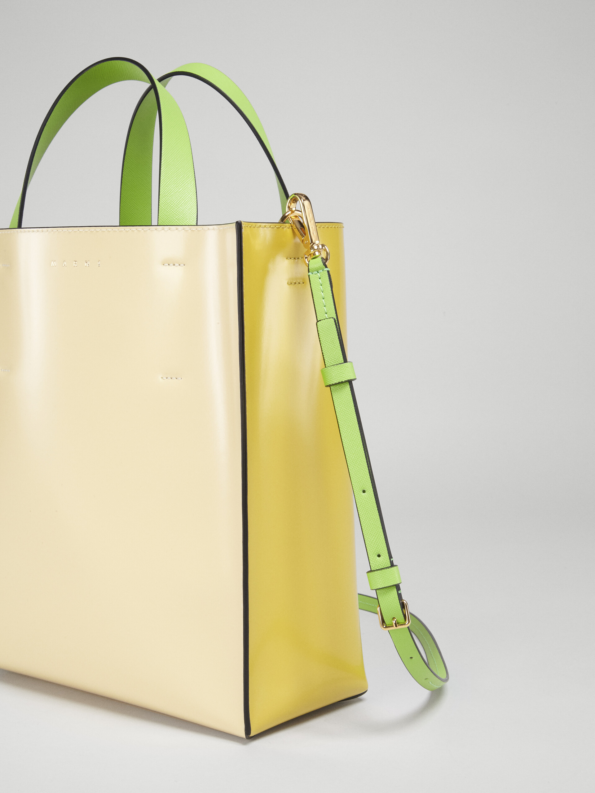 MUSEO small bag in yellow saffiano leather - Shopping Bags - Image 3
