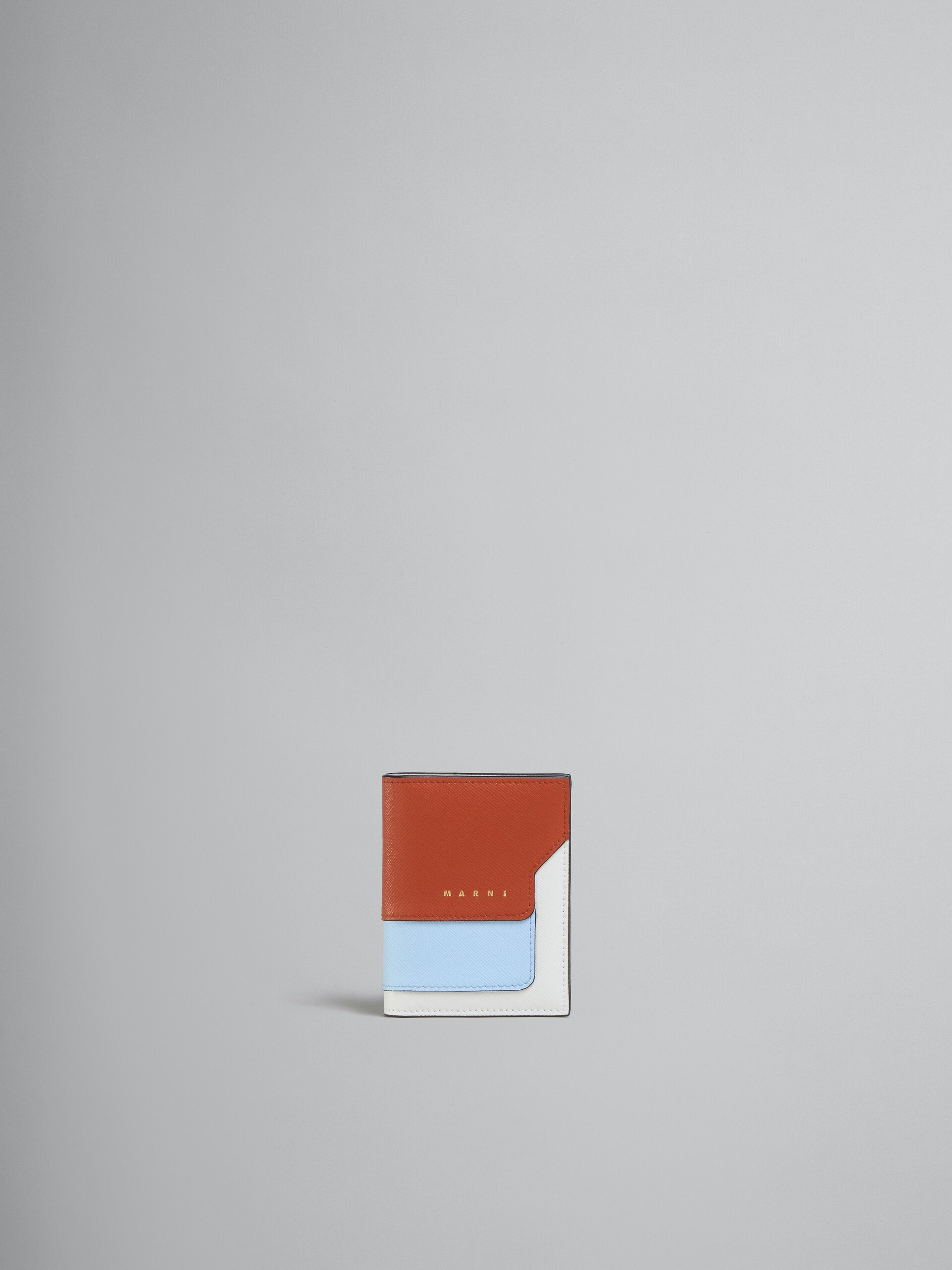 オレンジ、ベージュ、ホワイト サフィアーノレザー製カードホルダー - 財布 - Image 1