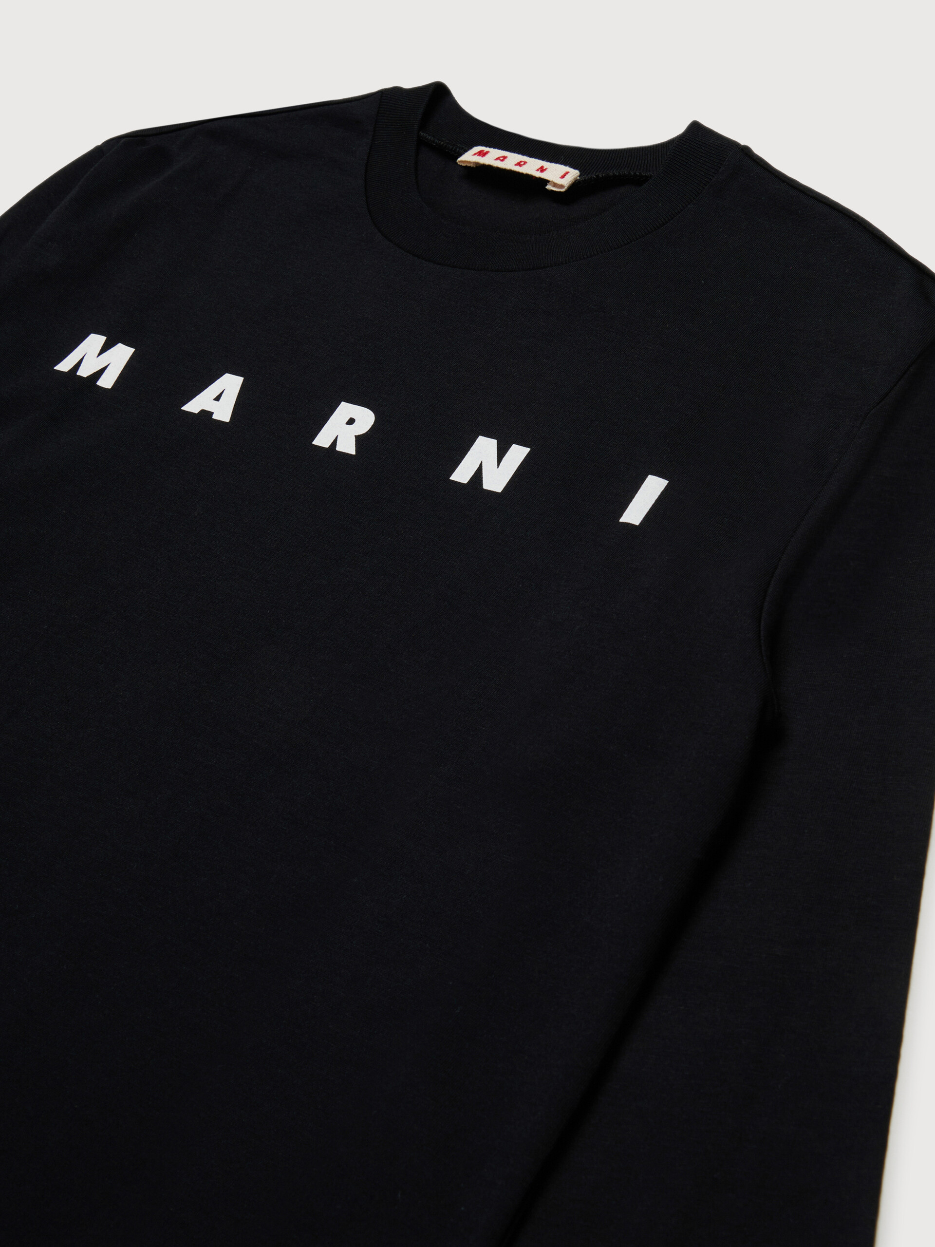 Black cotton long-sleeved T-shirt with bold Marni logo - T-shirts - Image 3