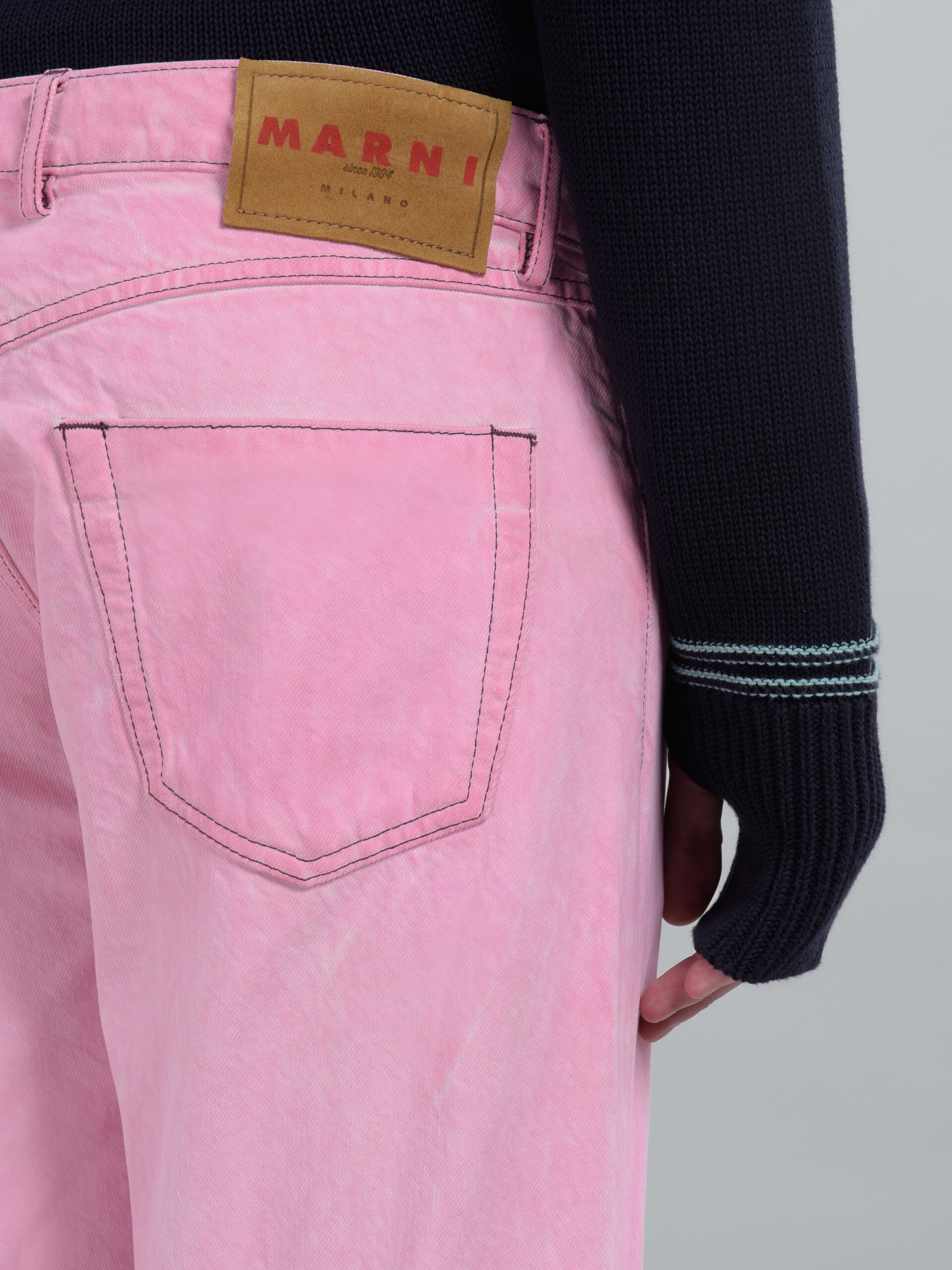 Straight trousers in pink cotton drill - Pants - Image 4