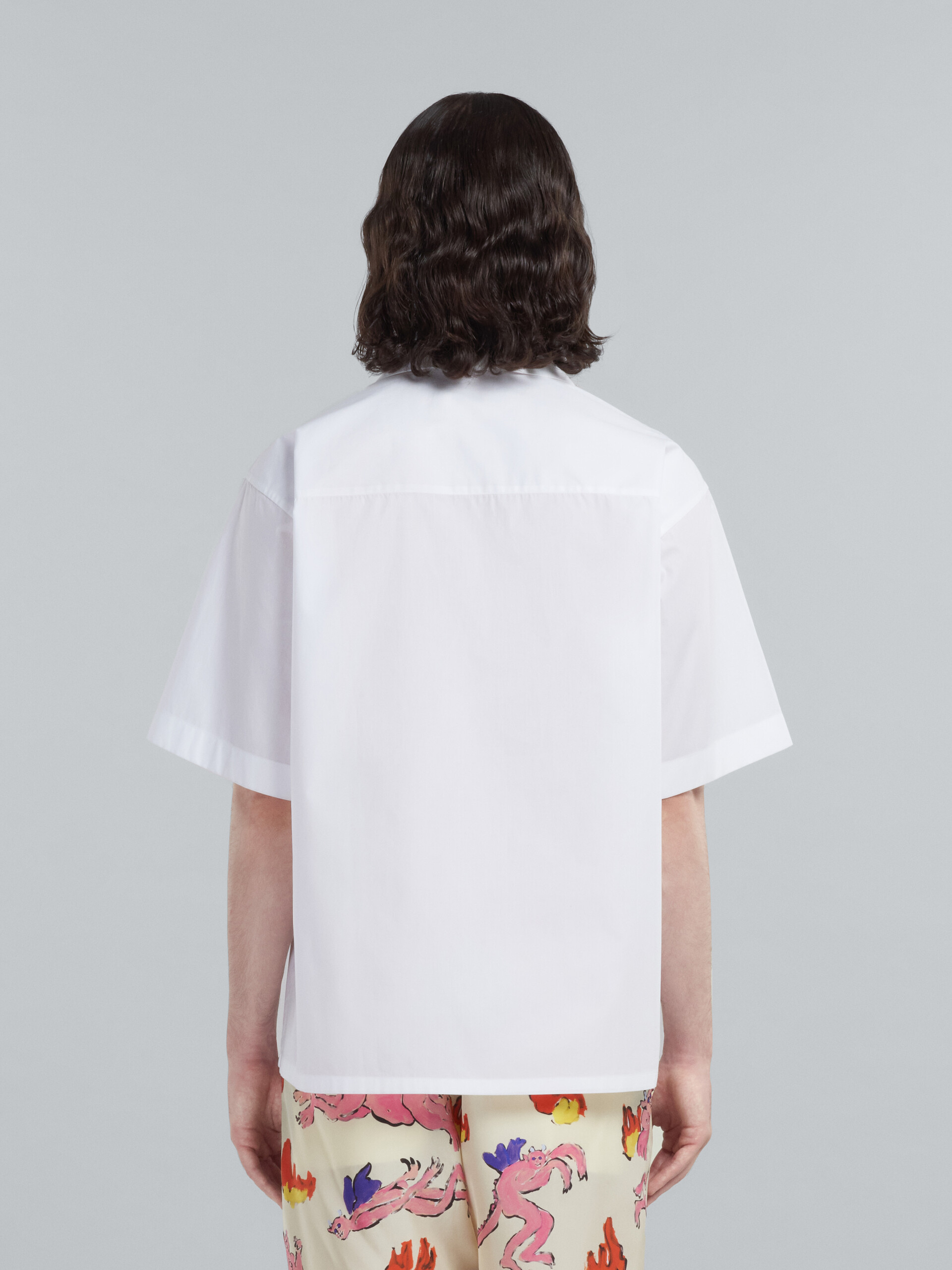 Bowling shirt in white yarn-dyed poplin - Shirts - Image 3