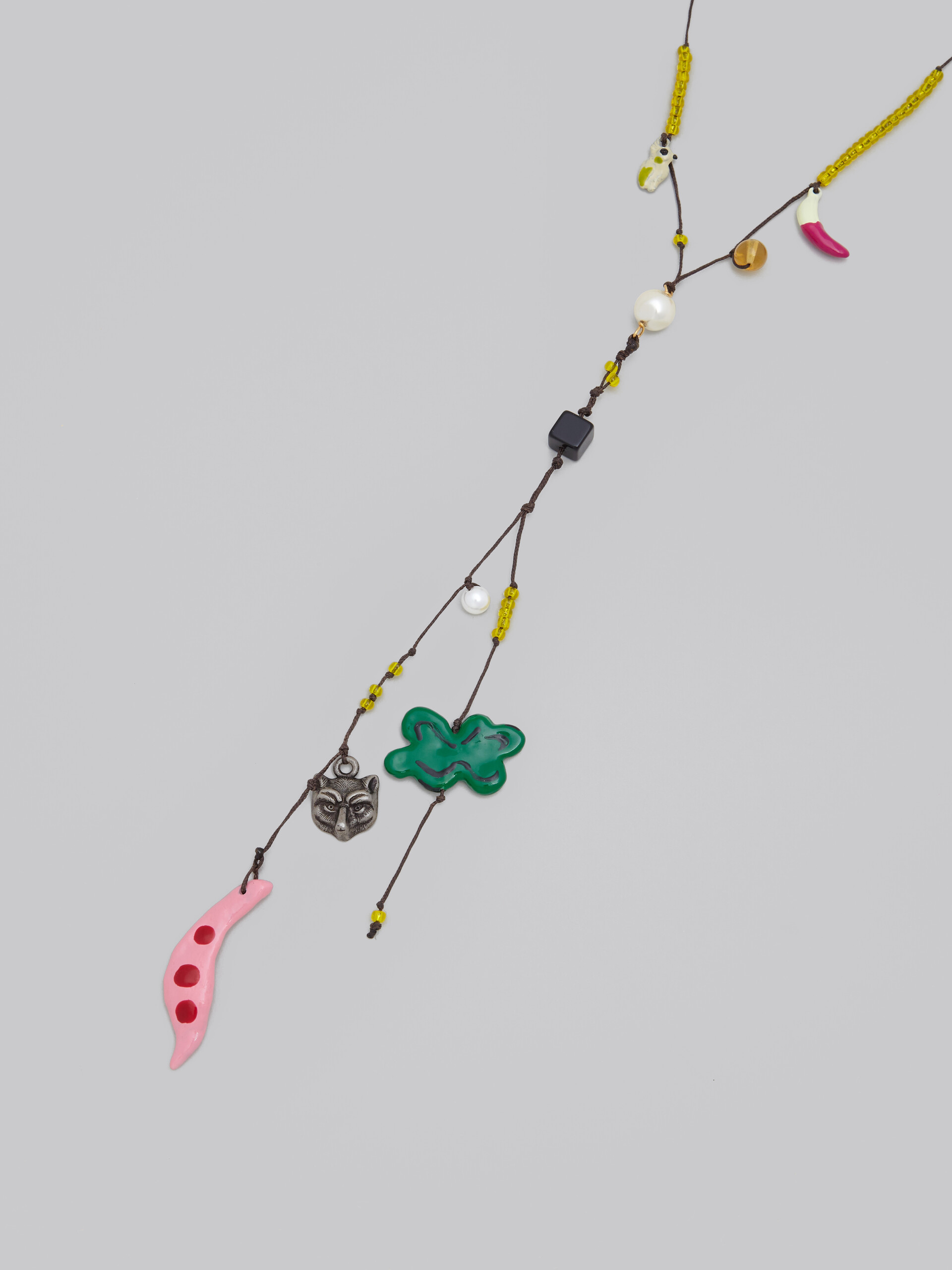 Marni x No Vacancy Inn - Long necklace with green pink and yellow pendants - Necklaces - Image 3