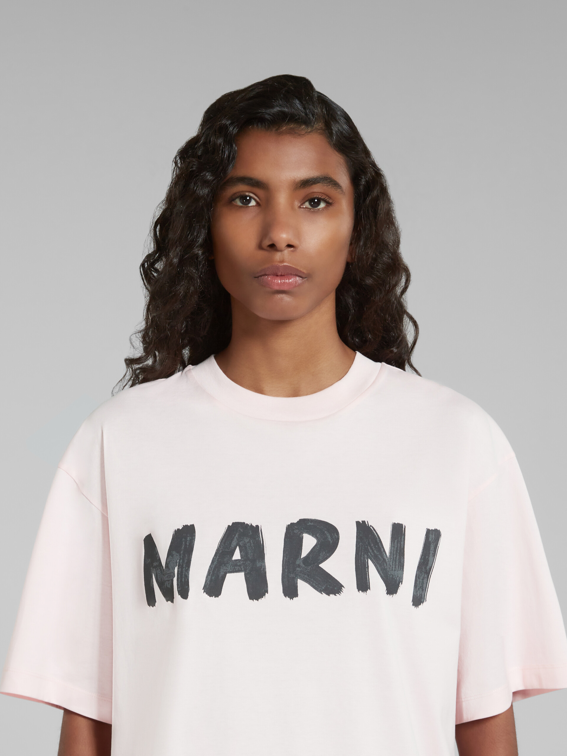 Pink T-shirt with Marni print | Marni