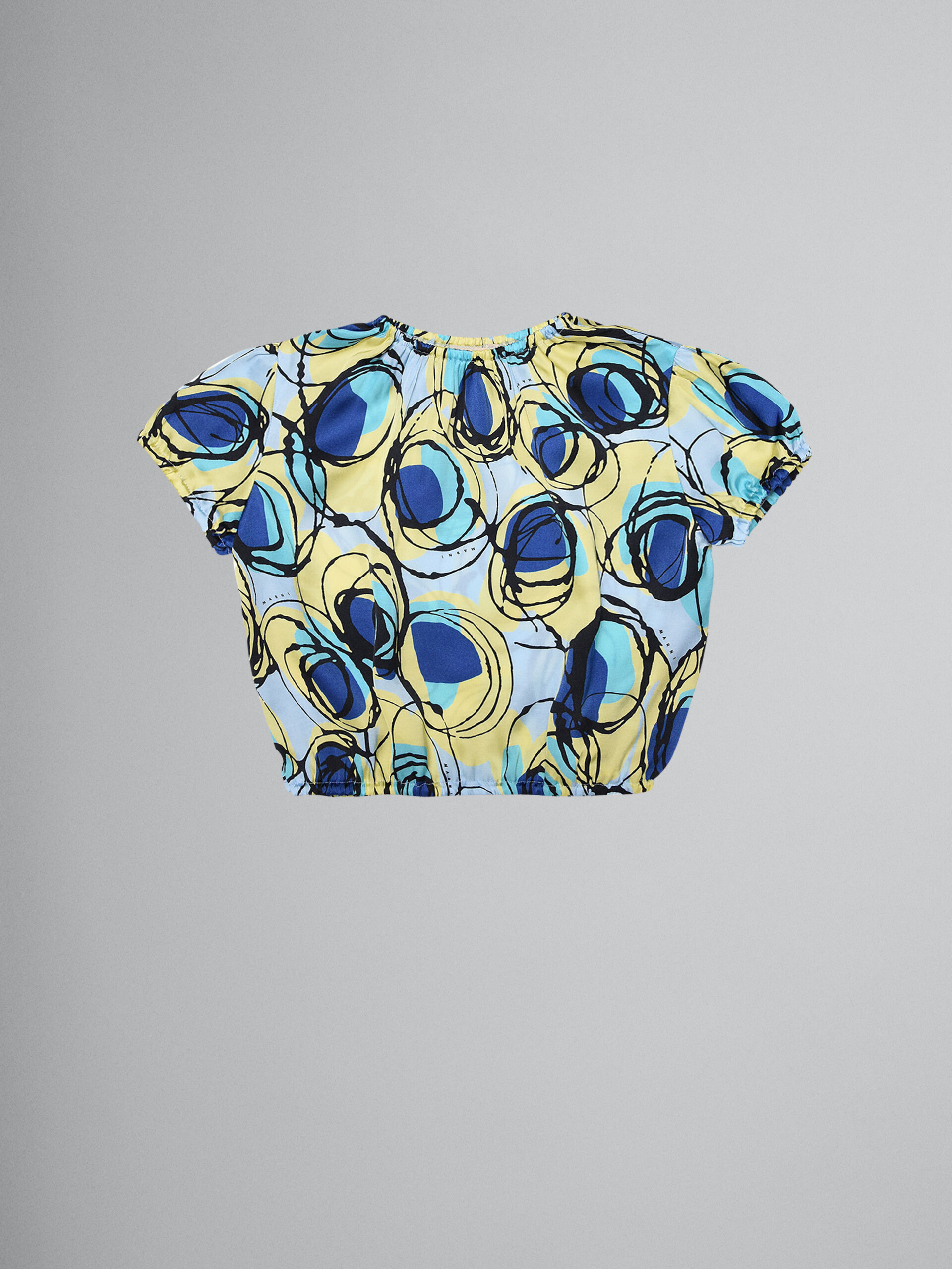Camisa de satén de viscosa azul con estampado Bubble - Camisas - Image 1