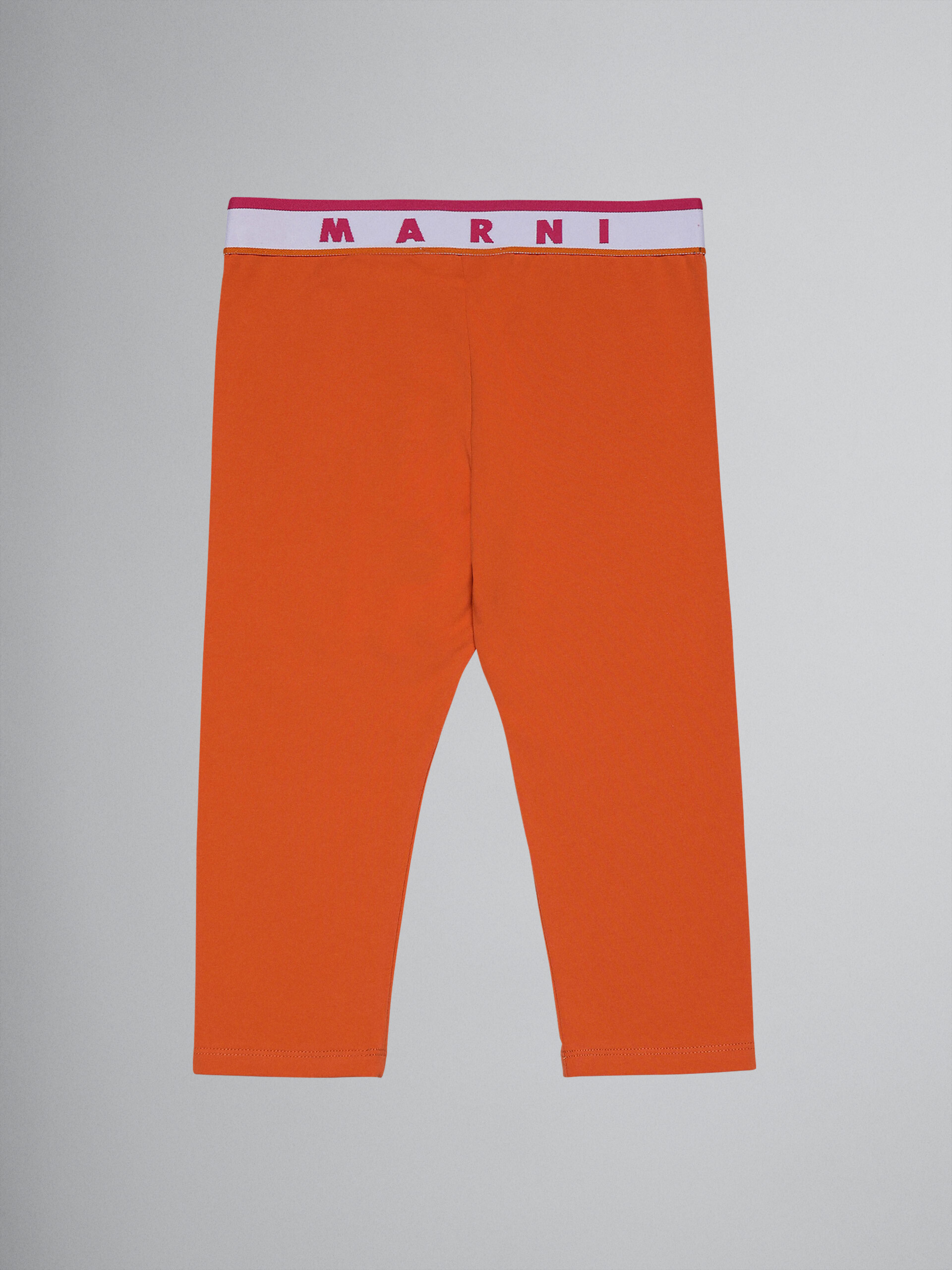 Logo orange stretch jersey knee leggings - Pants - Image 1