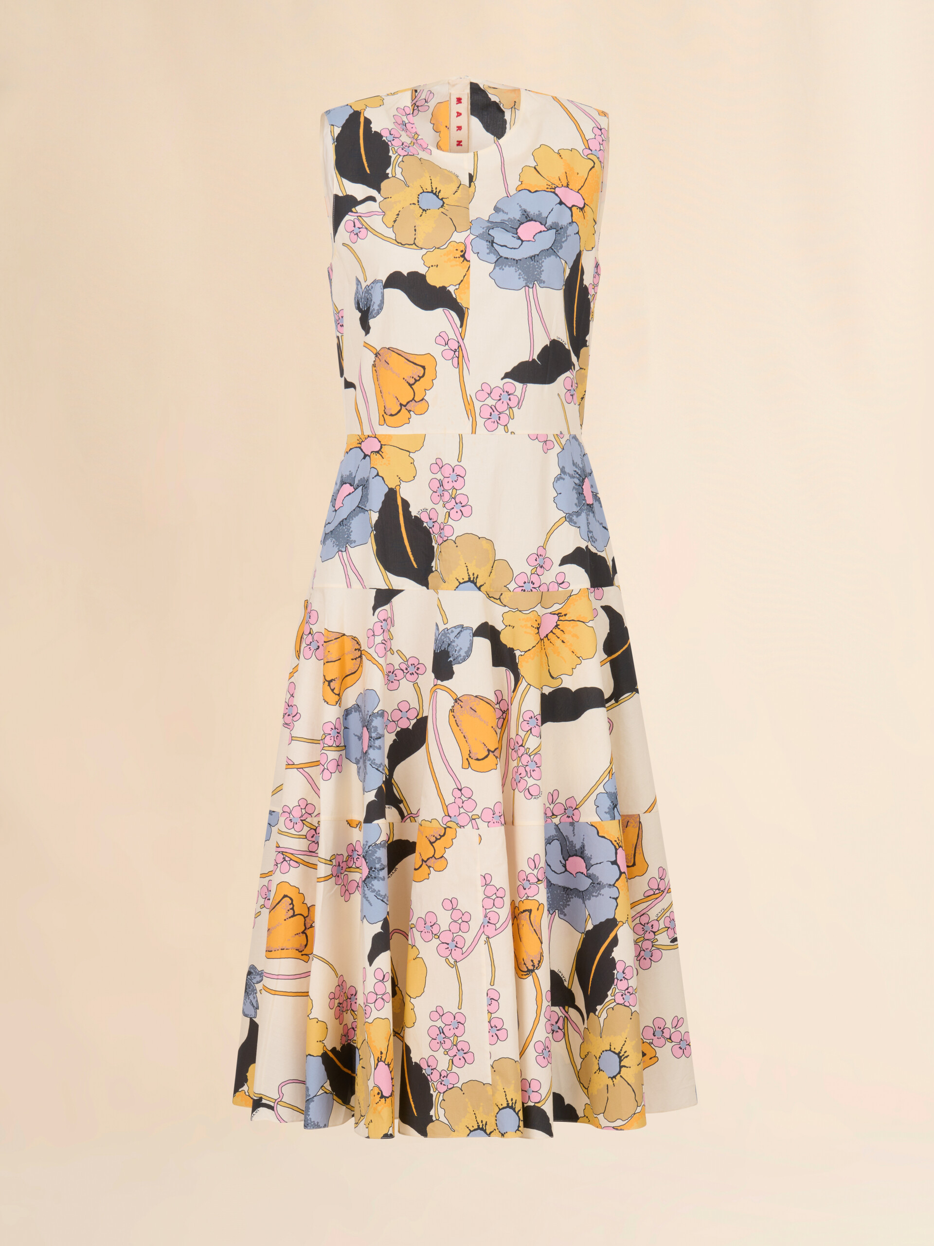 Cream poplin midi dress with Melodia print - Dresses - Image 1