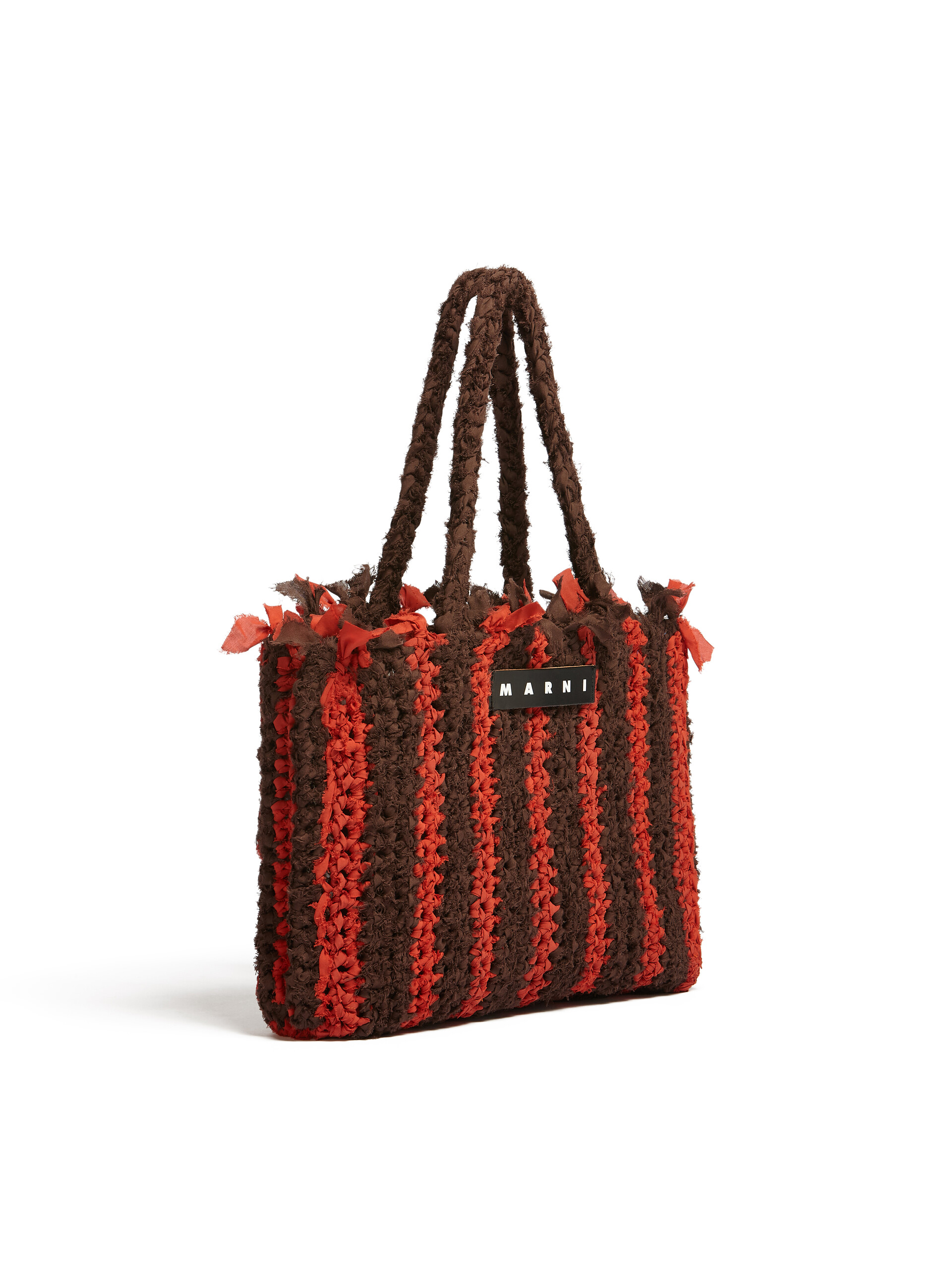 MARNI MARKET bag in brown and red cotton - Bags - Image 2