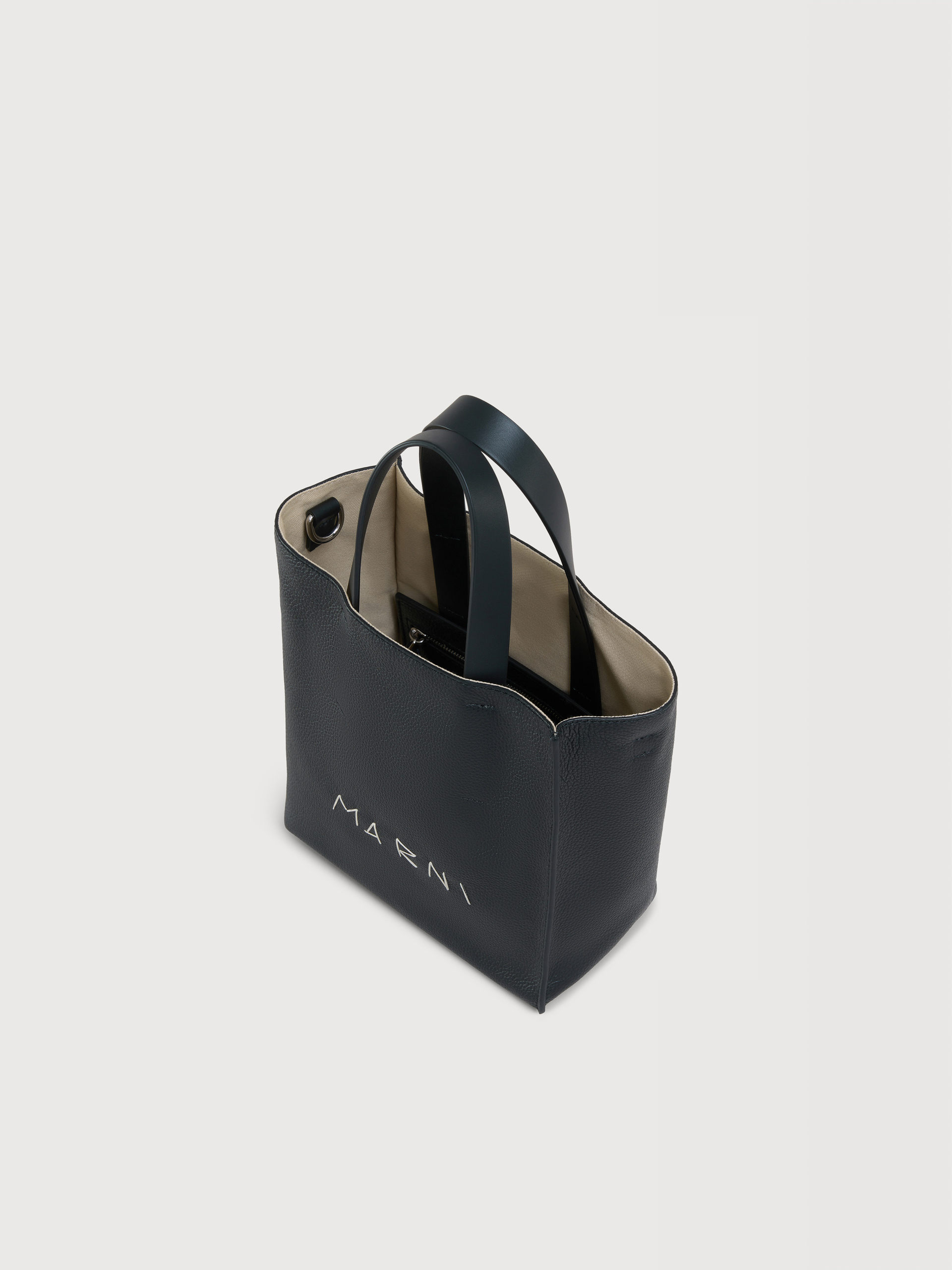 Museo Soft Mini Bag in black leather with Marni Mending - Shopping Bags - Image 3