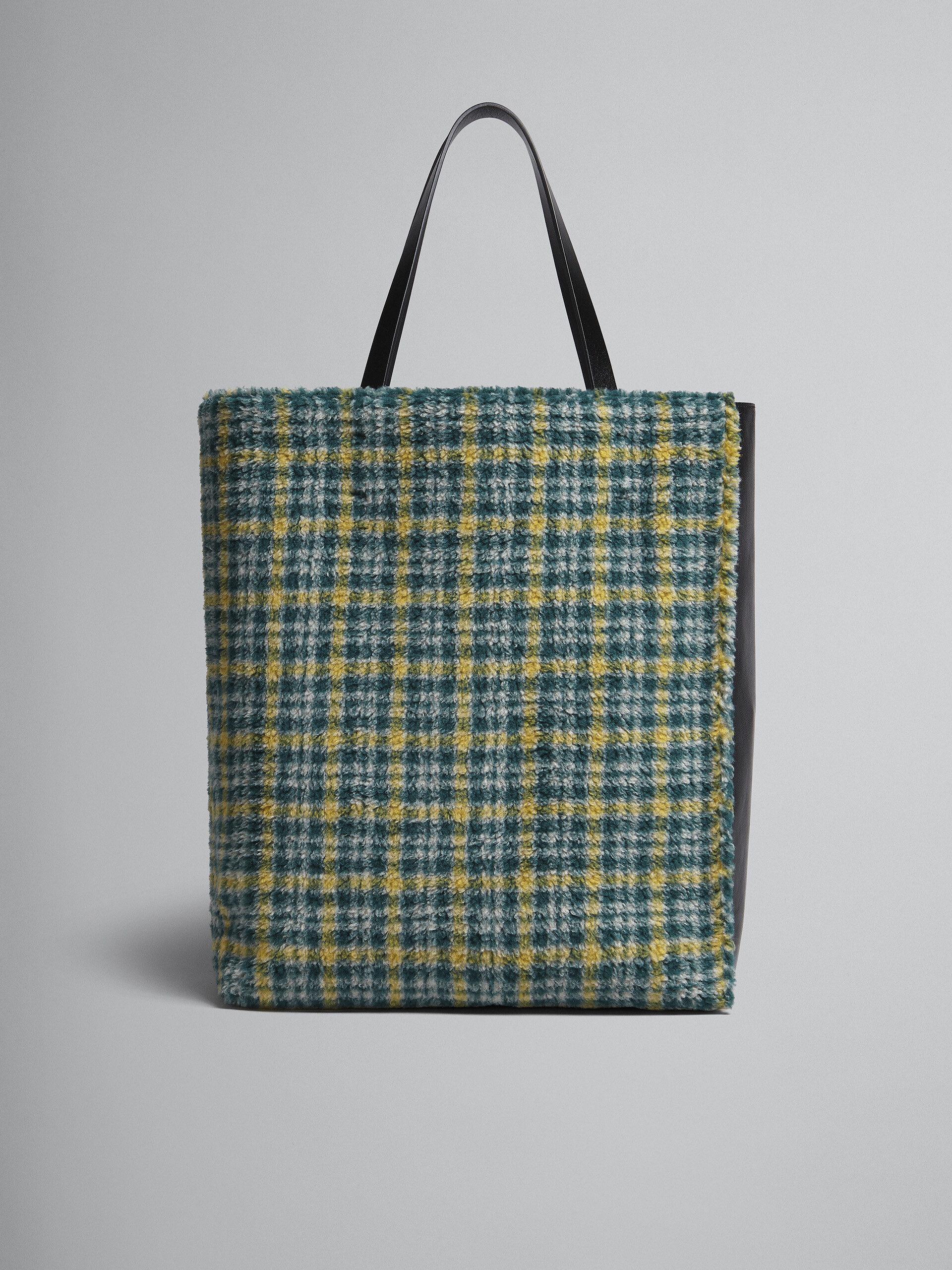 MUSEO SOFT large bag in green check fabric - Shopping Bags - Image 1