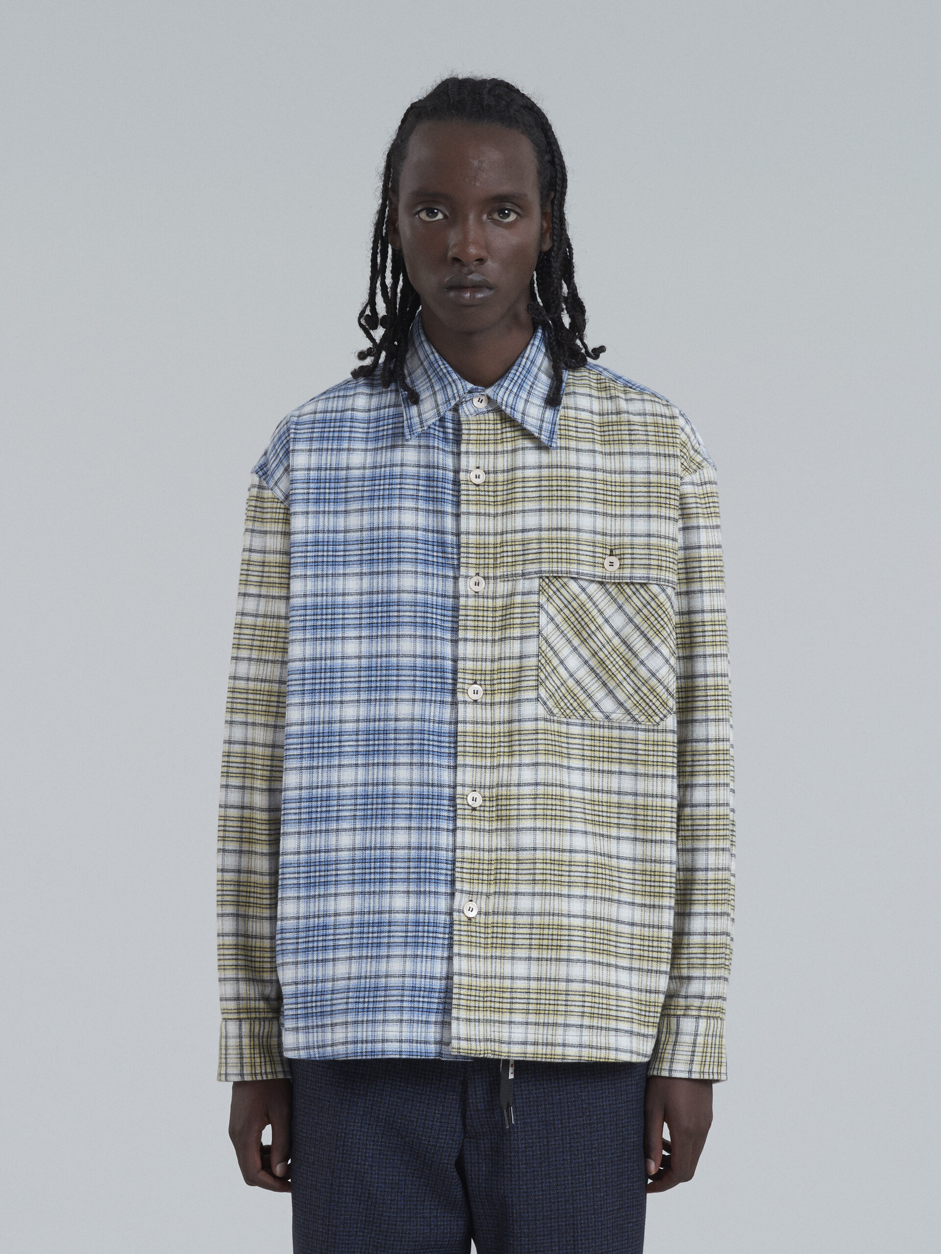 Flannel shirt with colour block check pattern - Shirts - Image 2