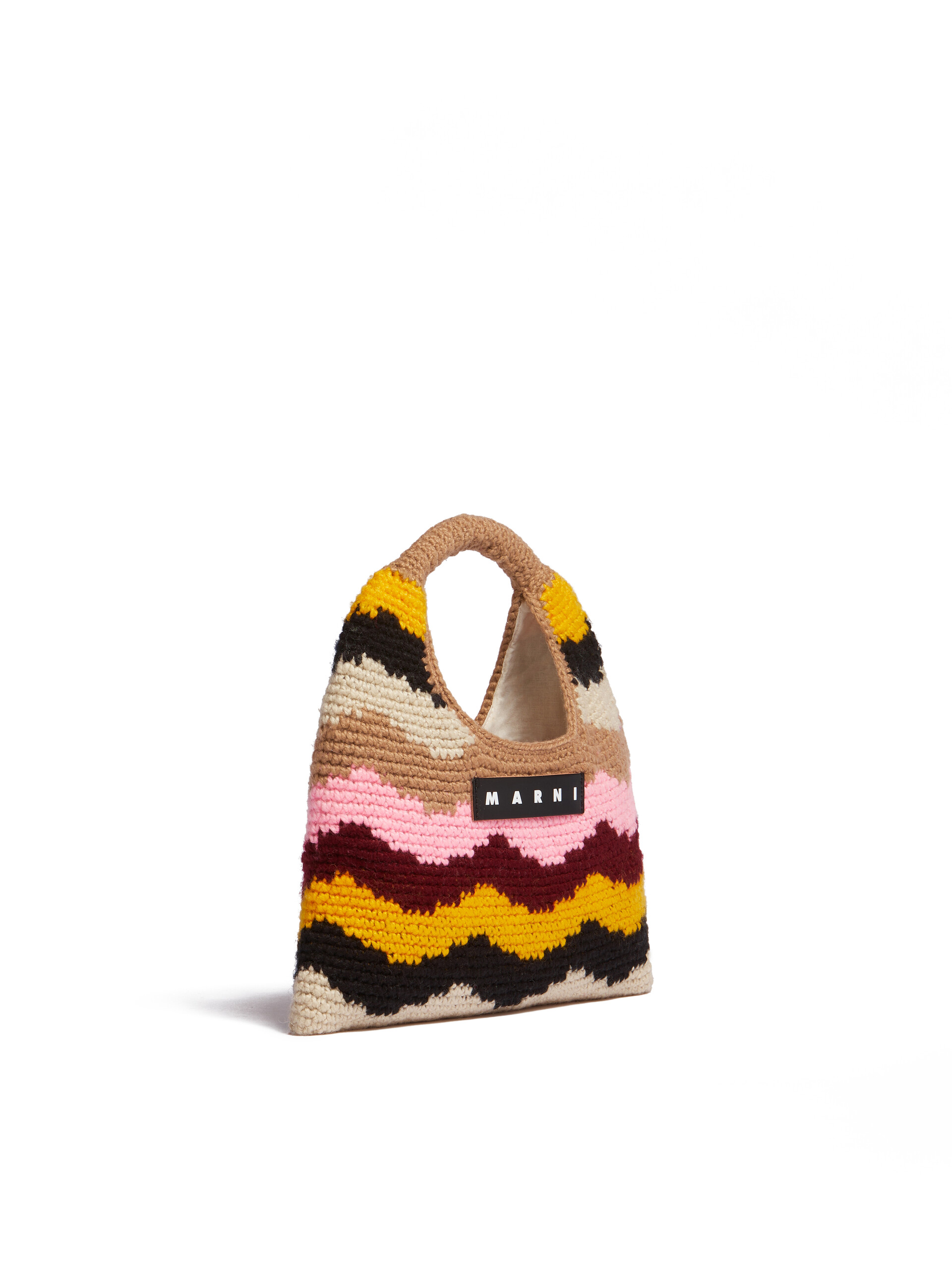 Mini brown multicoloured MARNI MARKET WAVES tech wool bag - Shopping Bags - Image 2