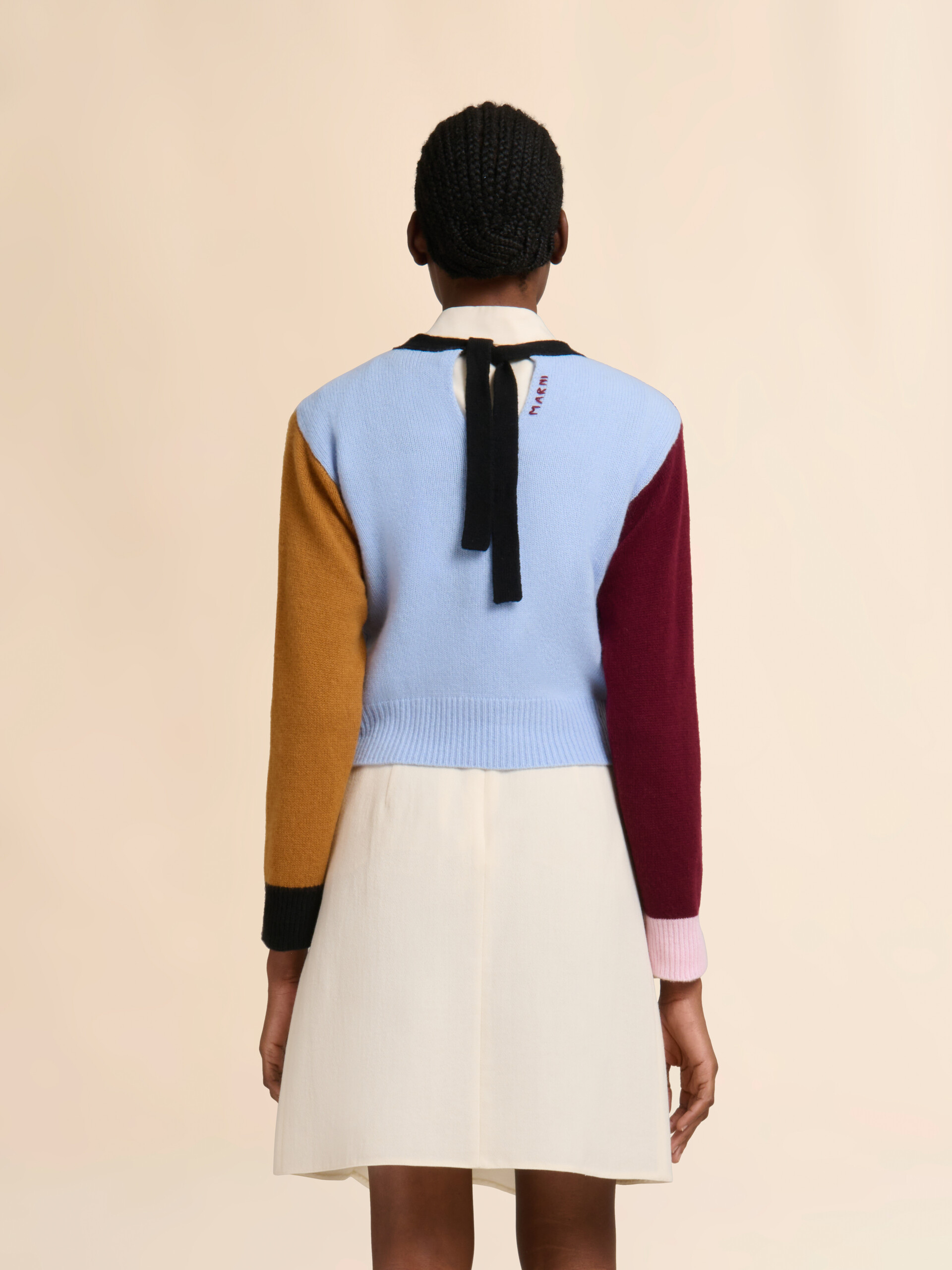 Blue and burgundy cashmere color-block sweater - Pullovers - Image 3