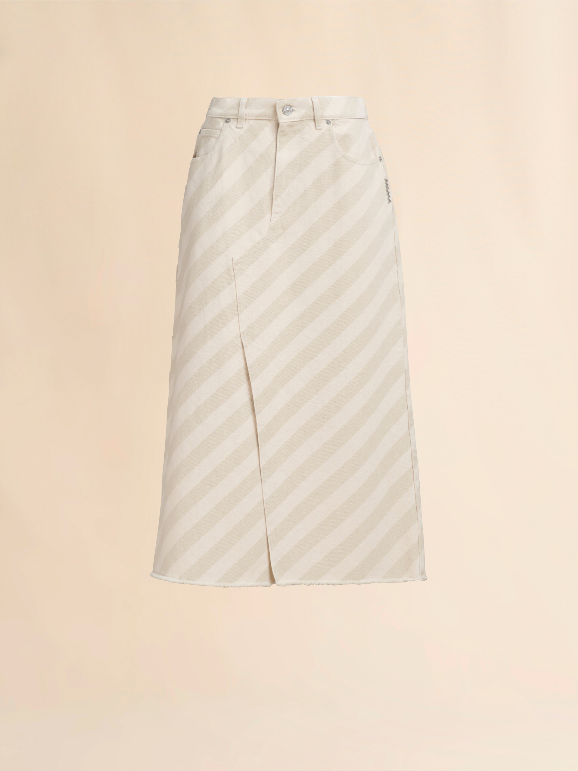 Striped beige denim skirt - Skirts - Image 1