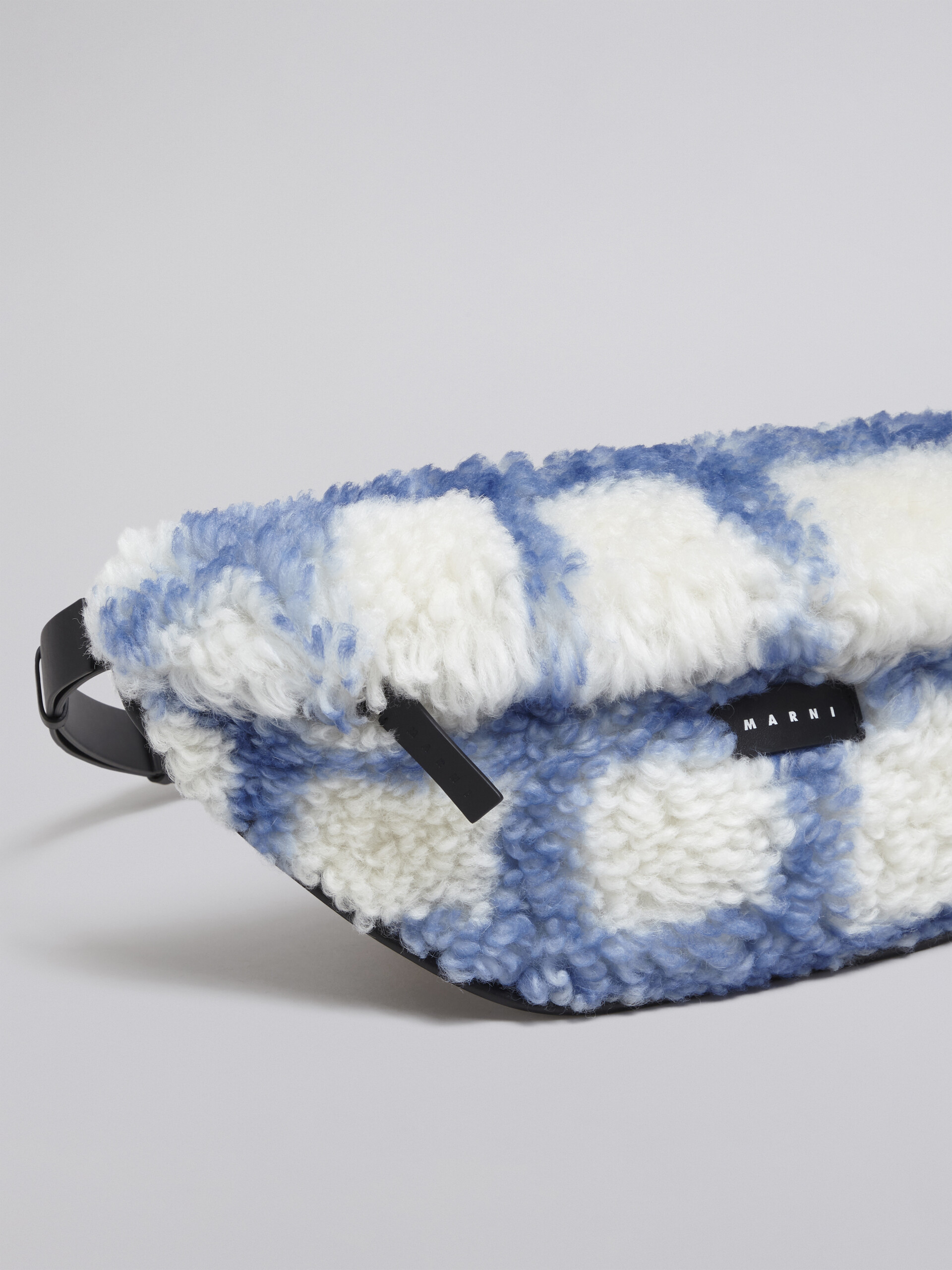 Suede and shearling belt bag with check sprayed motif - Belt Bags - Image 5