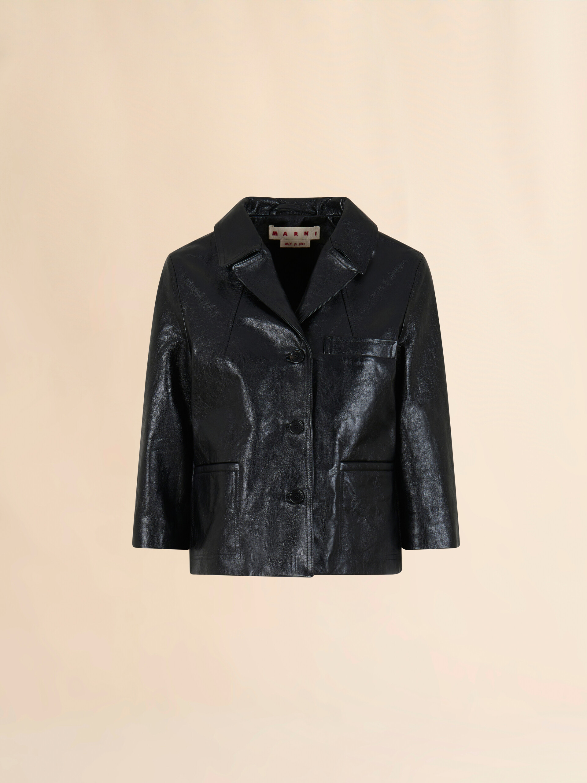 Black shiny leather jacket - Jackets - Image 1
