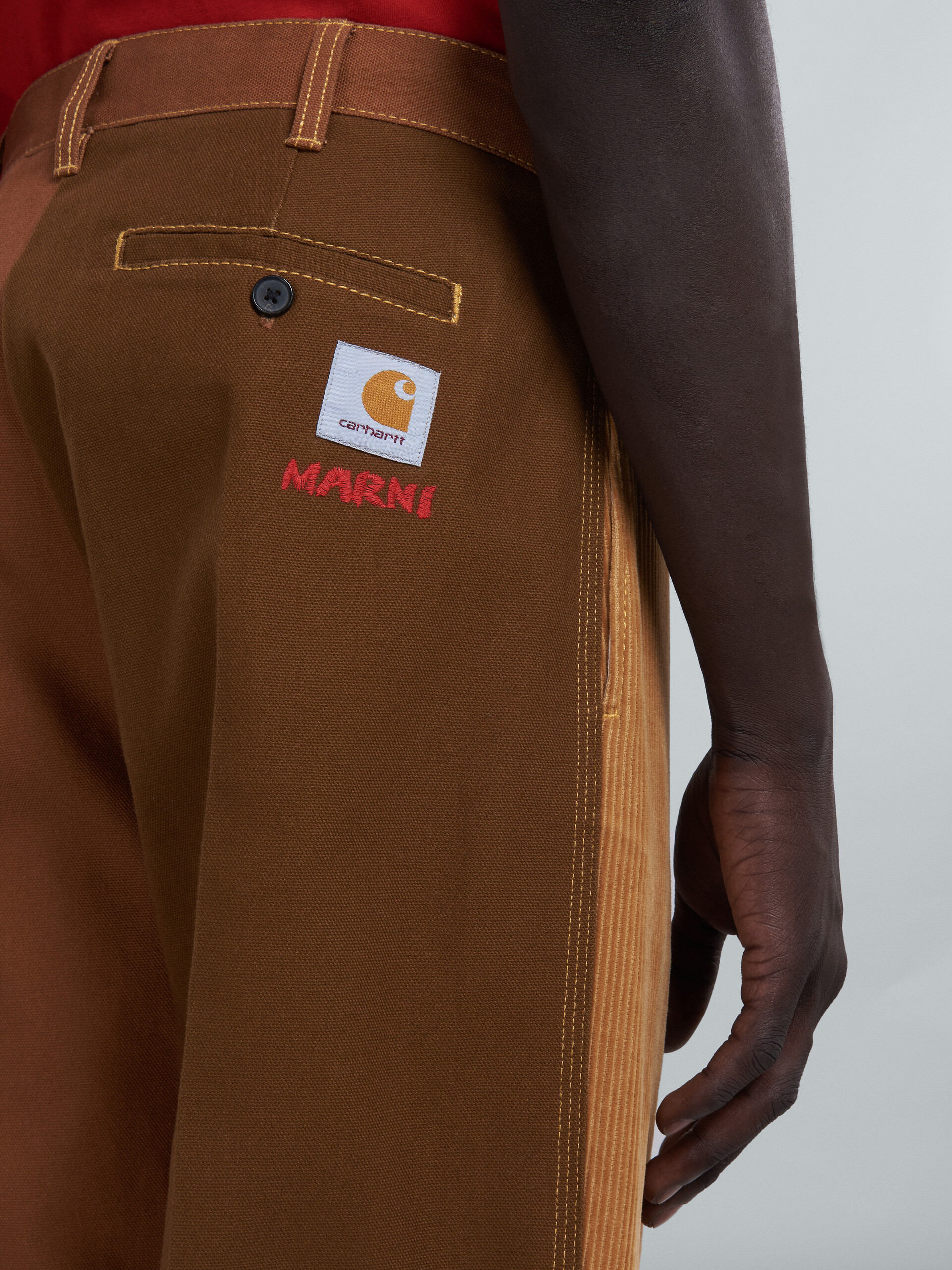 MARNI x CARHARTT WIP - brown colour-block trousers - Pants - Image 4