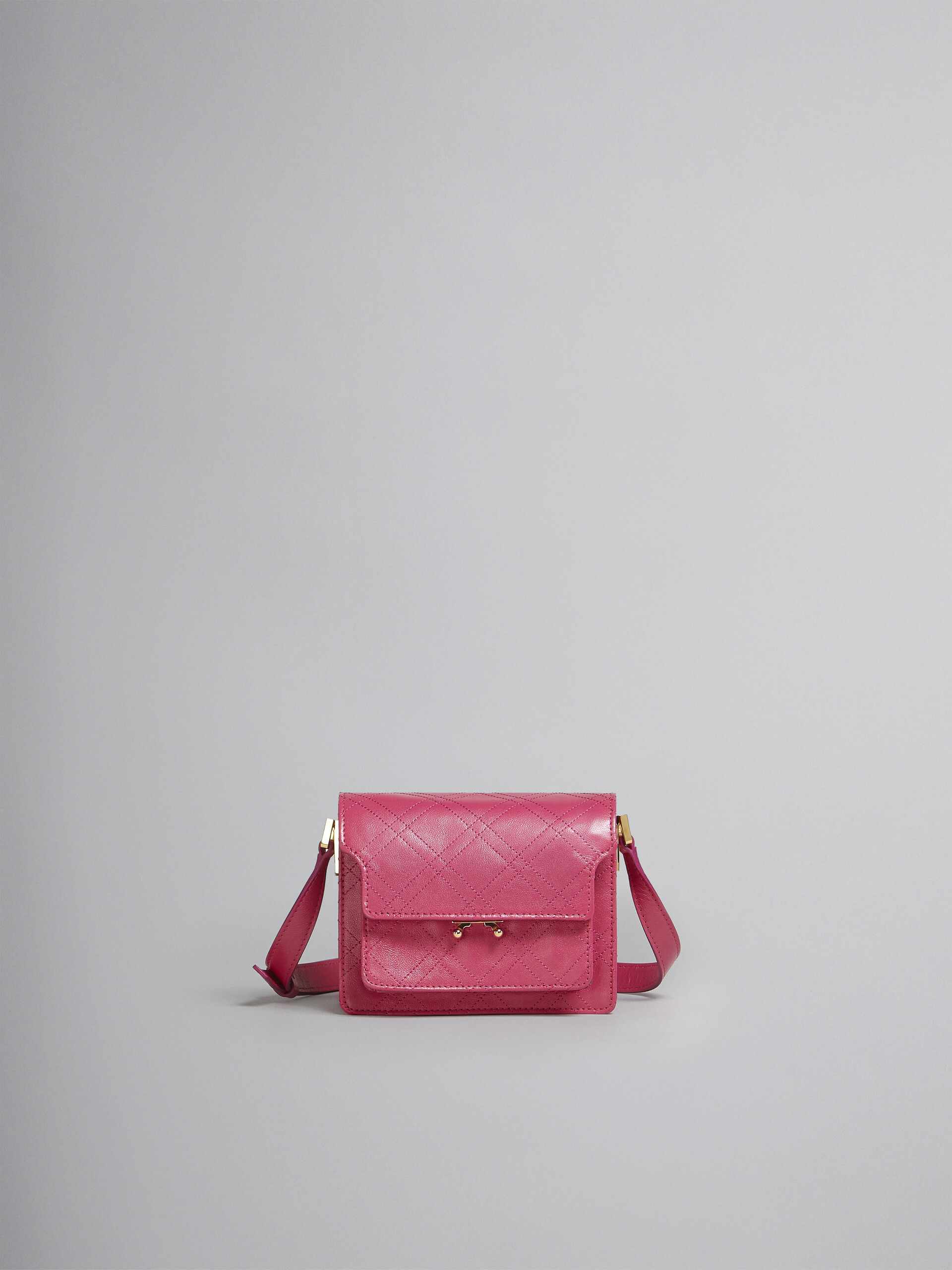 Trunk Soft Mini Bag in fuchsia leather - Shoulder Bag - Image 1