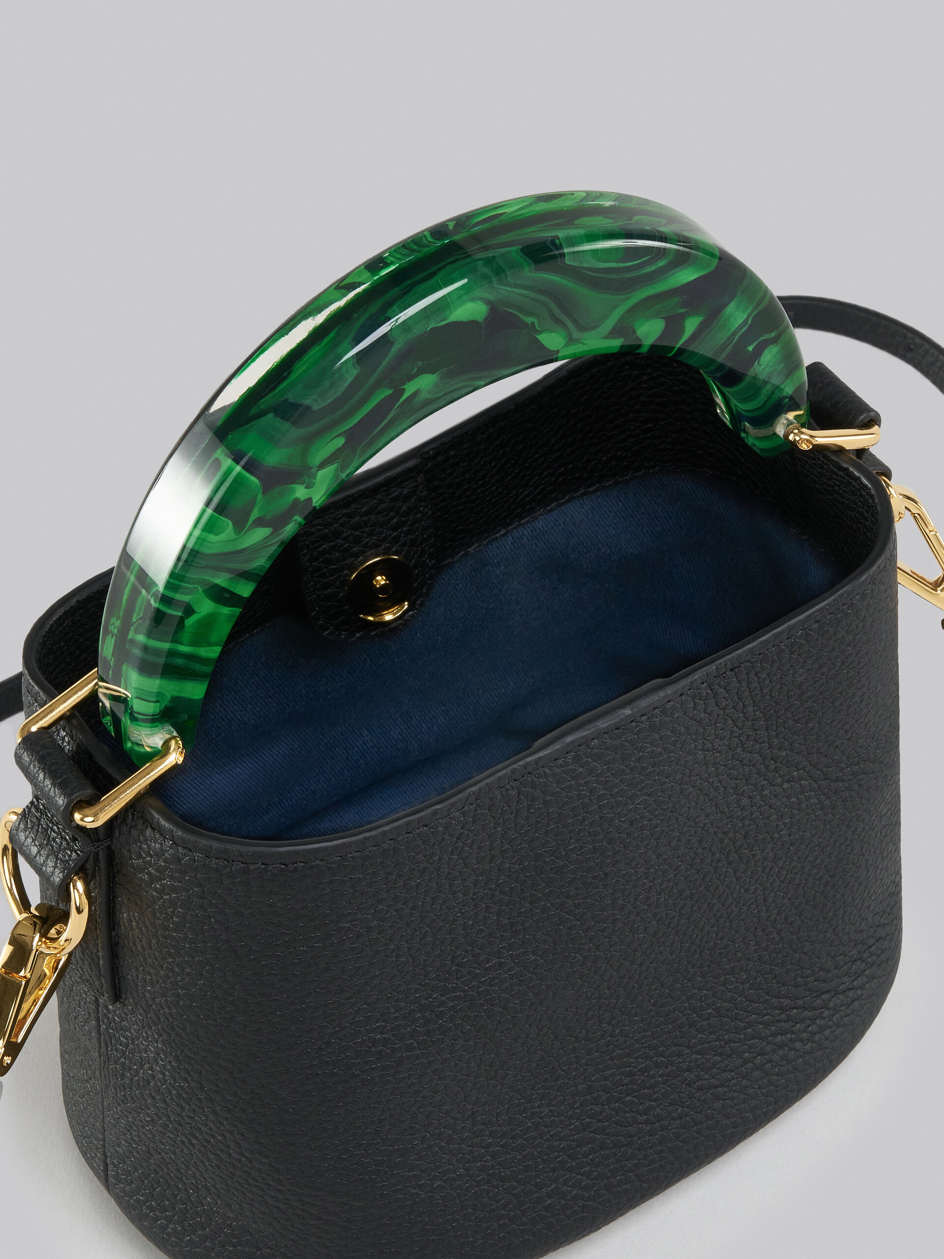 Venice Mini Bucket Bag in black leather - Shoulder Bag - Image 3