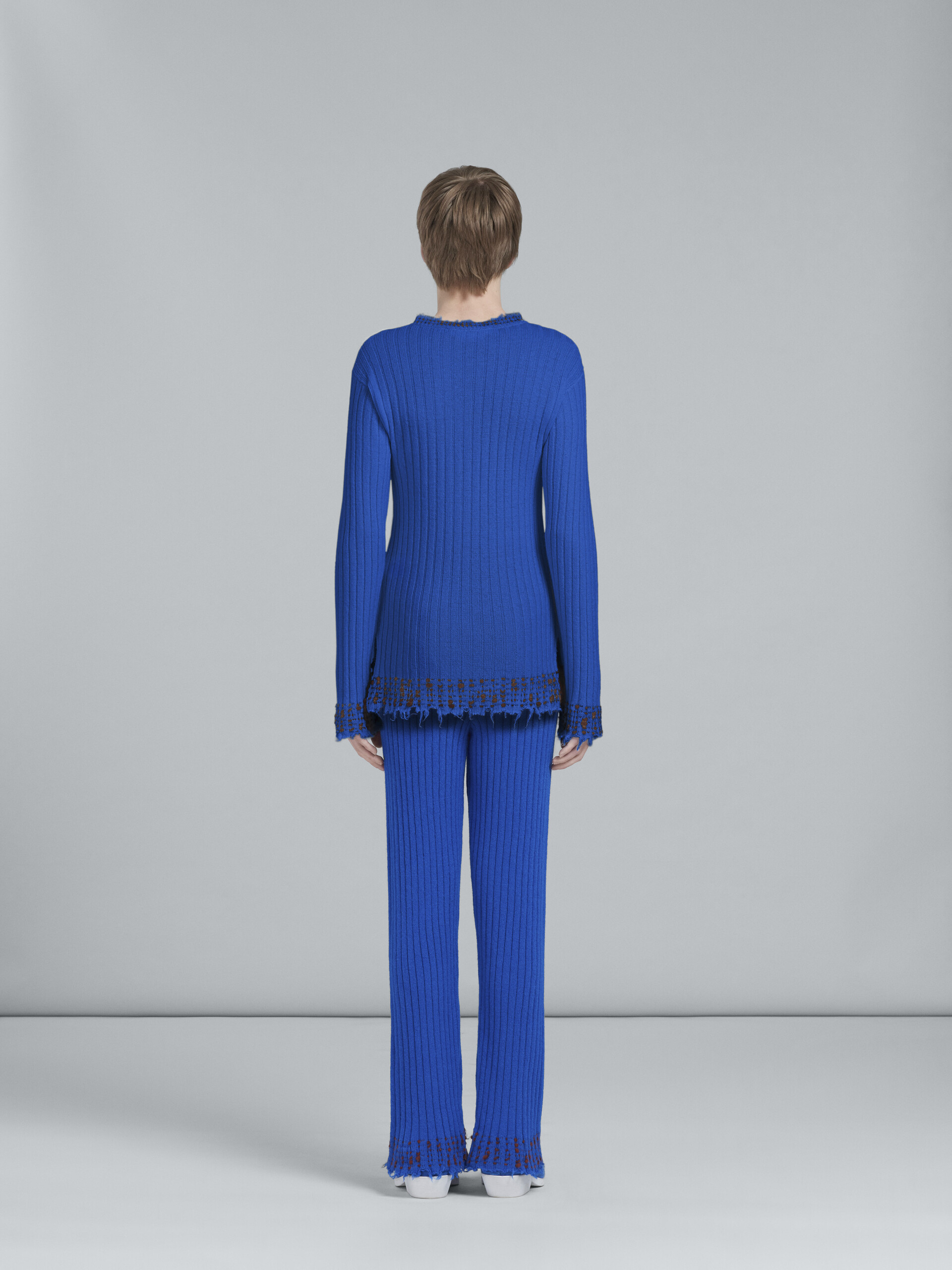 Blue wool knit sweater - Pants - Image 3