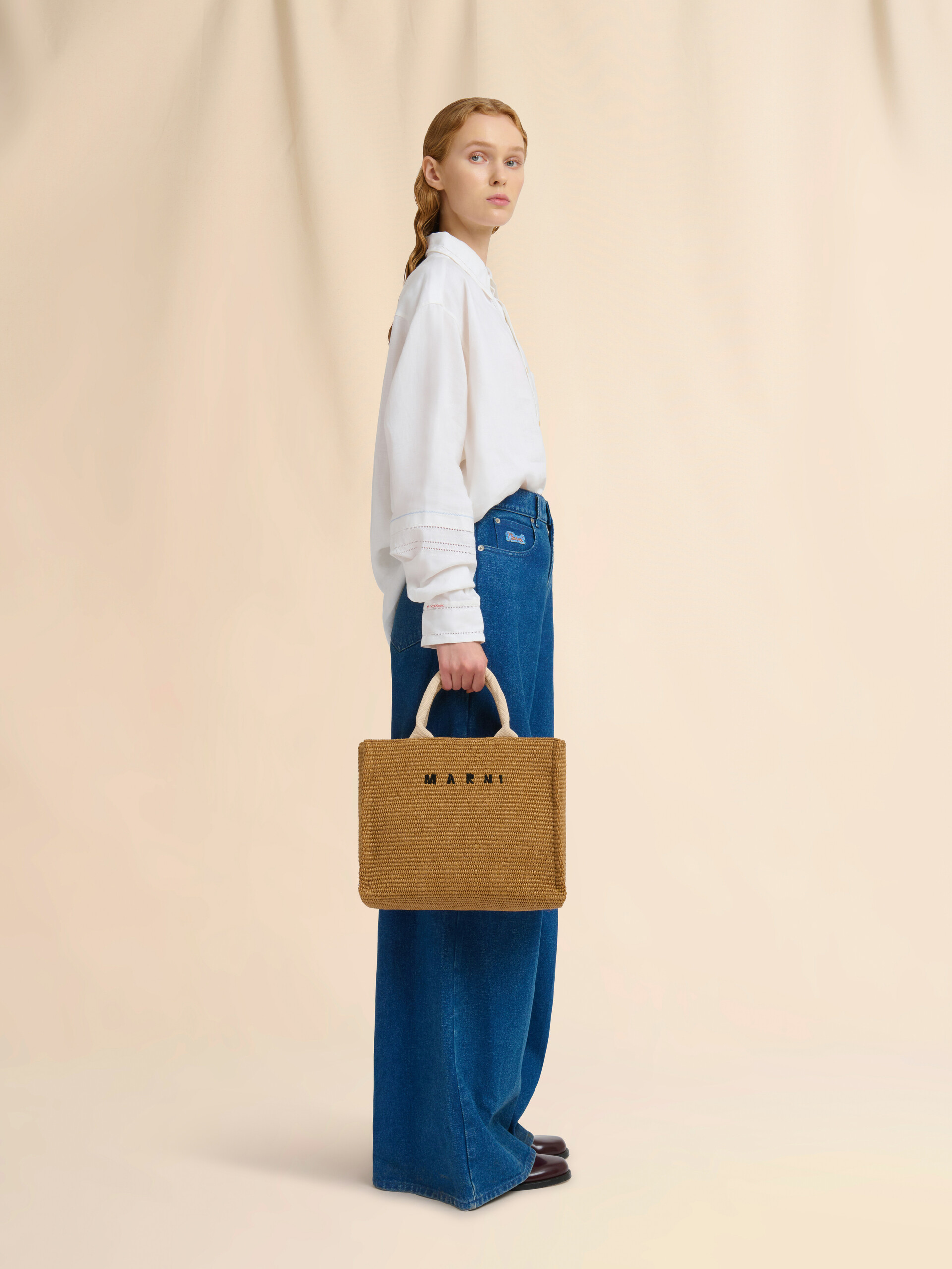 Kleine rosafarbene Tote Bag in Bast-Optik - Shopper - Image 2