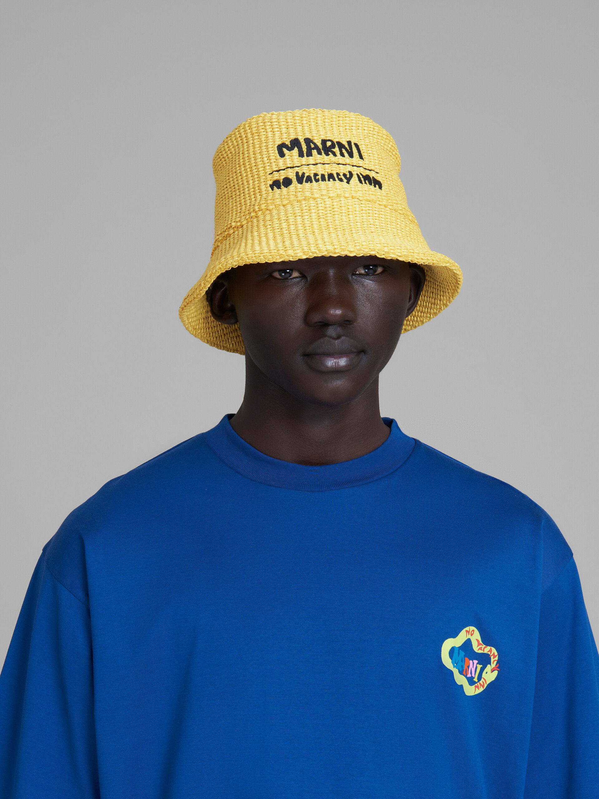 Marni x No Vacancy Inn - Yellow hat in raffia fabric - Hats - Image 2