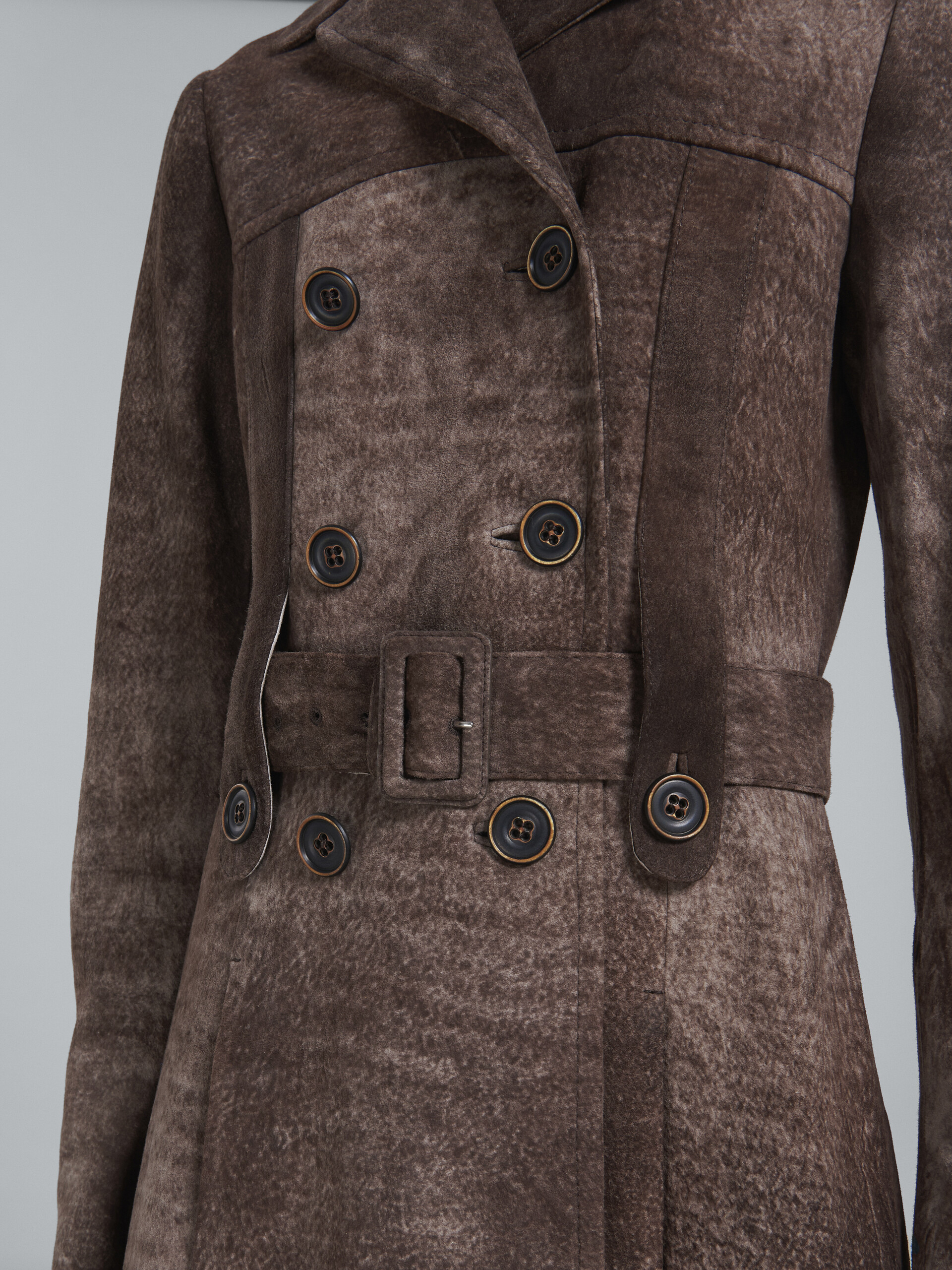 Dark brown leather coat - Coat - Image 5