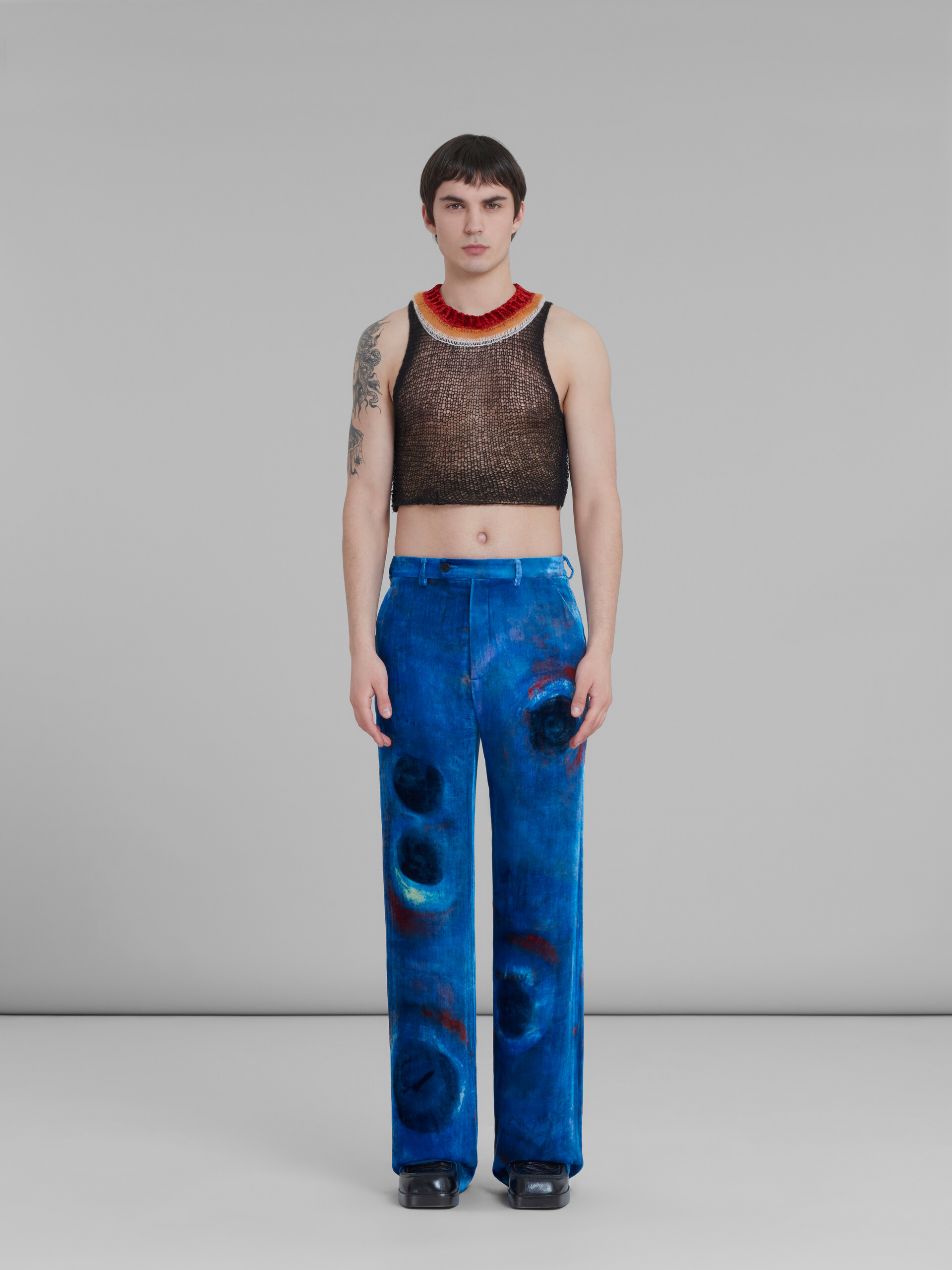 Velvet trousers with Buchi Blu print - Pants - Image 2