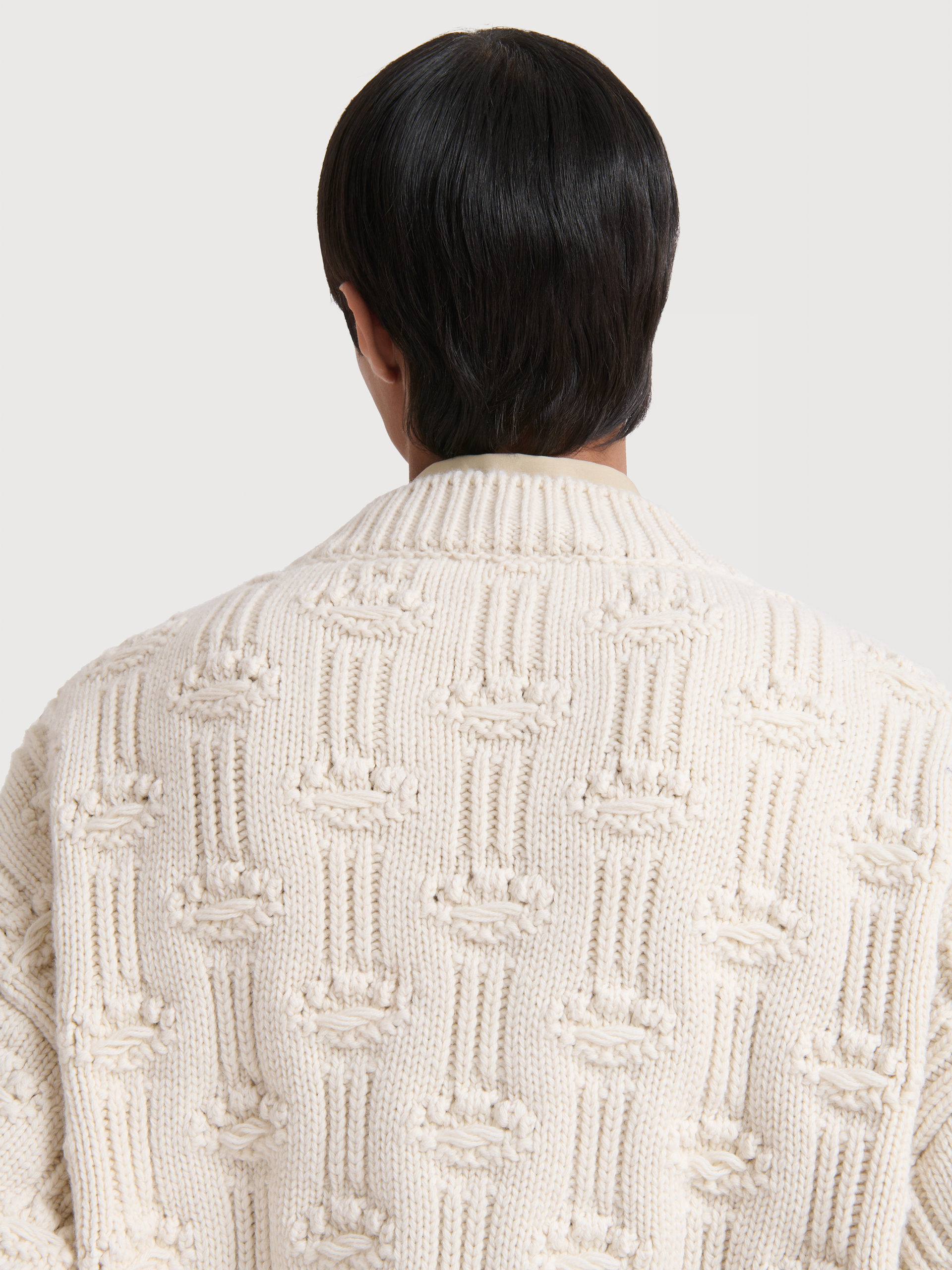 Brown fisherman wool-cashmere cardigan - Pullovers - Image 5