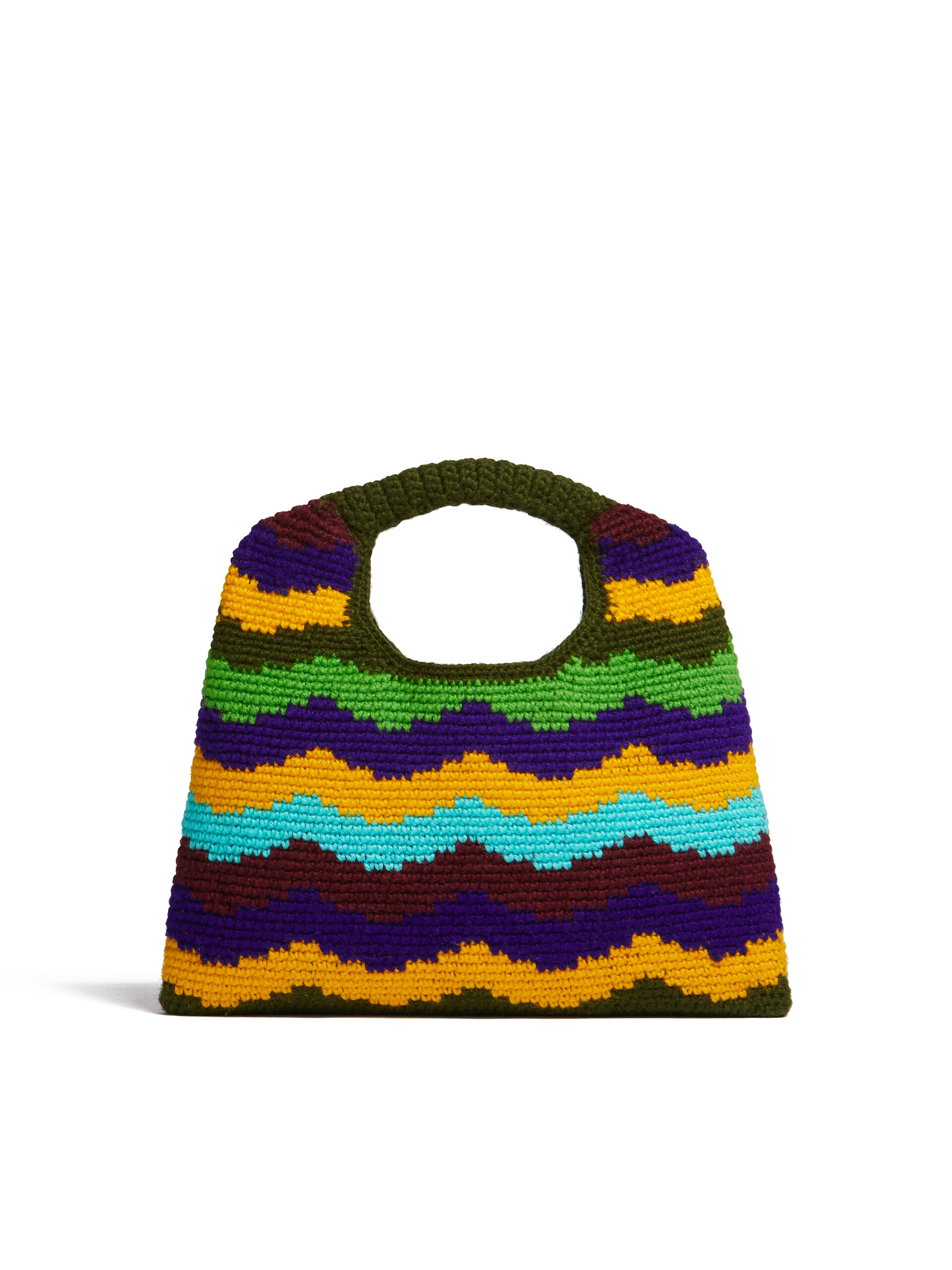 Green multicoloured MARNI MARKET WAVES tech wool bag - Shopping Bags - Image 3