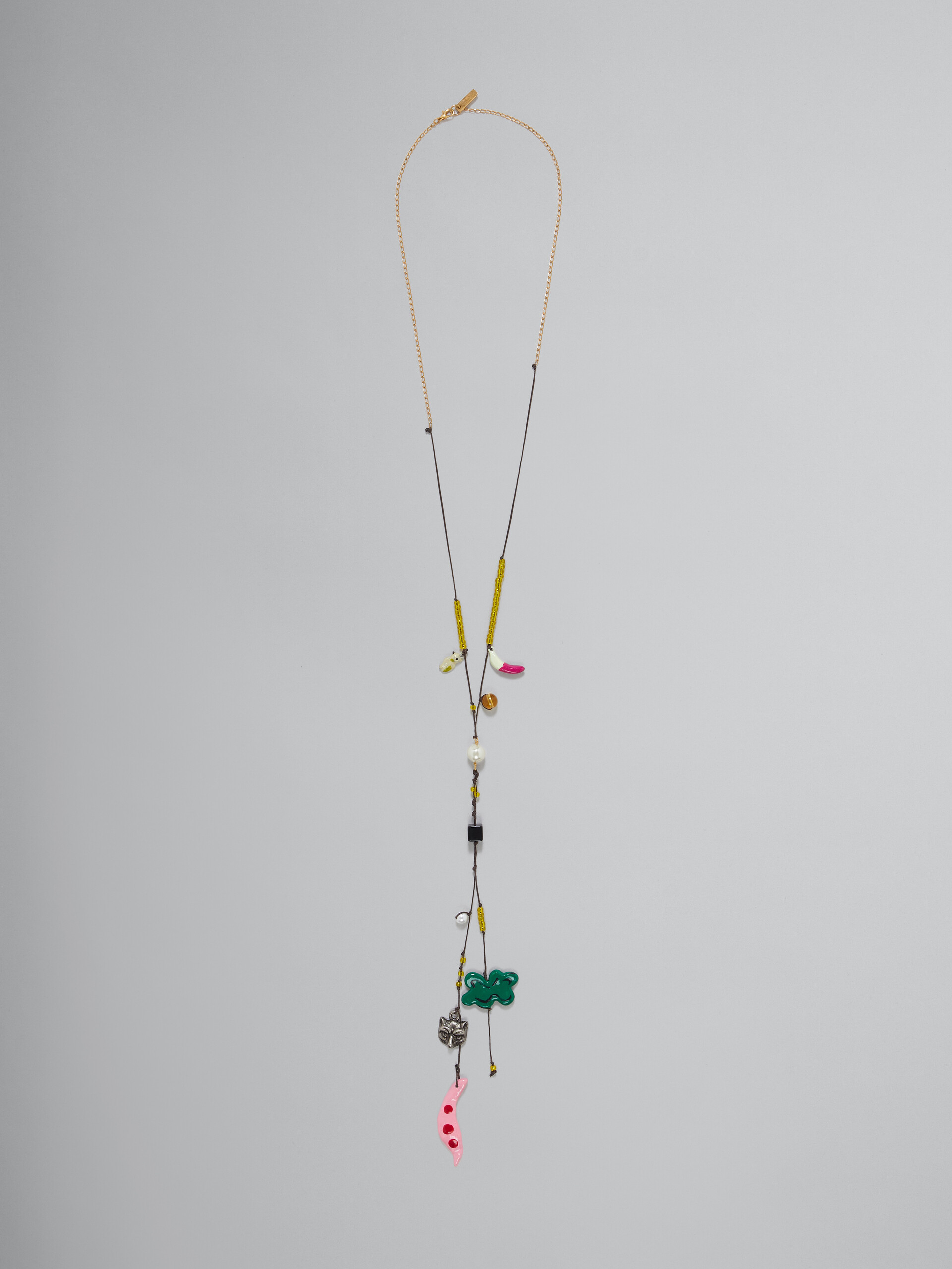 Marni x No Vacancy Inn - Long necklace with green pink and yellow pendants - Necklaces - Image 1