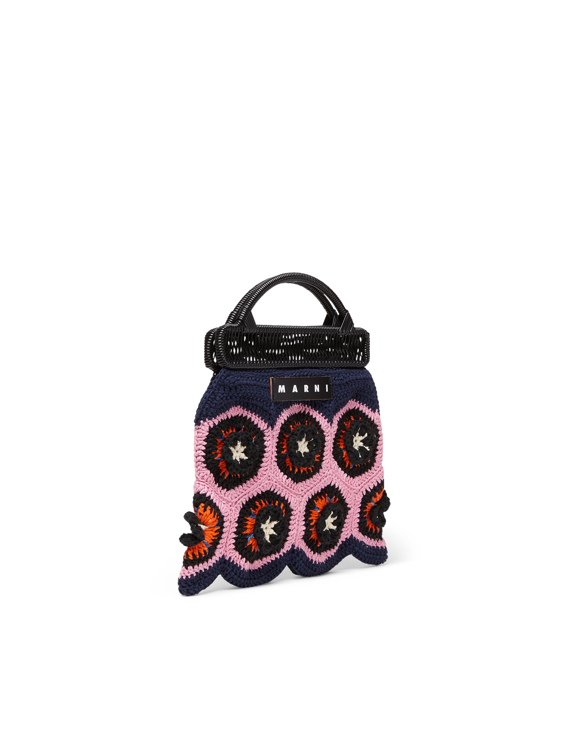 Borsa cerniera MARNI MARKET con motivo floreale in cotone crochet rosa e blu - Arredamento - Image 2
