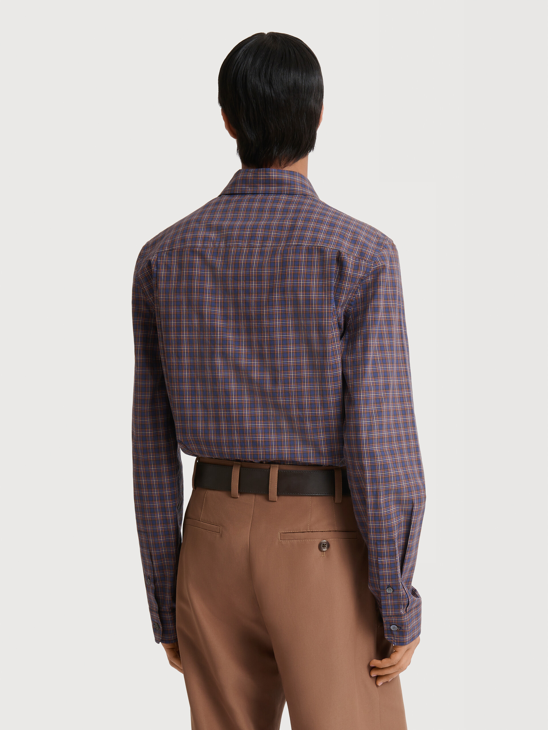 Blue checked cotton shirt - Shirts - Image 4