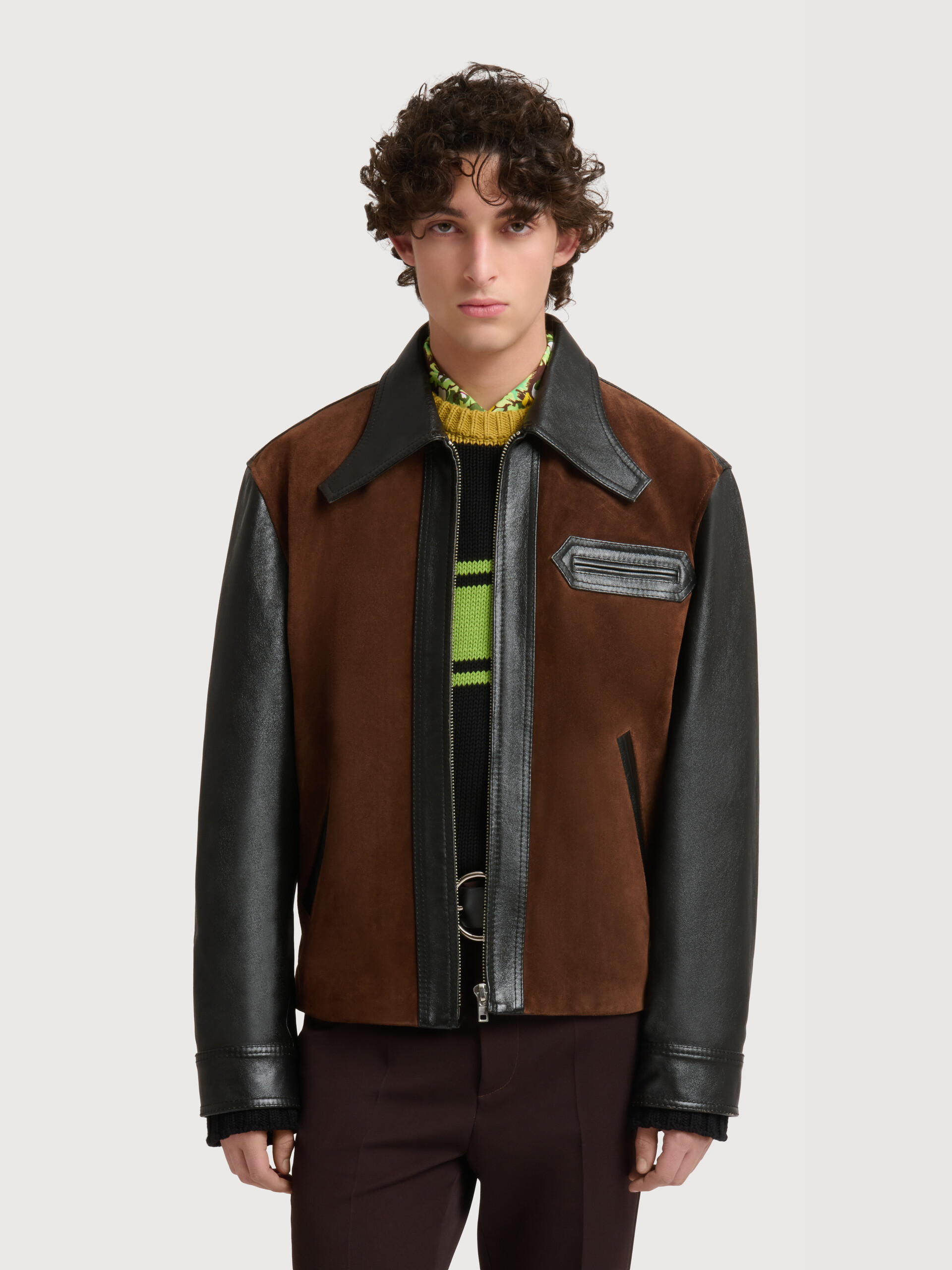 크러스트 프론트 디테일 블랙 가죽 재킷 - Jackets - Image 2