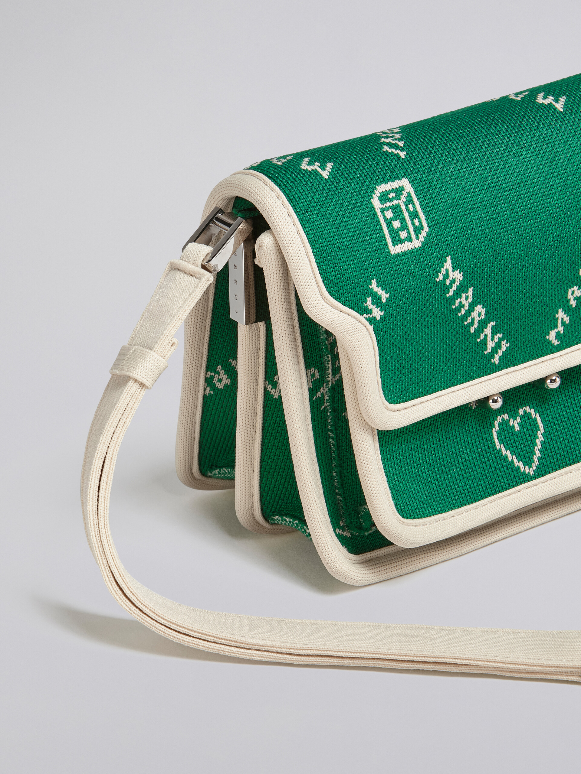 TRUNK SOFT mini bag in green Marnigram jacquard - Shoulder Bags - Image 5