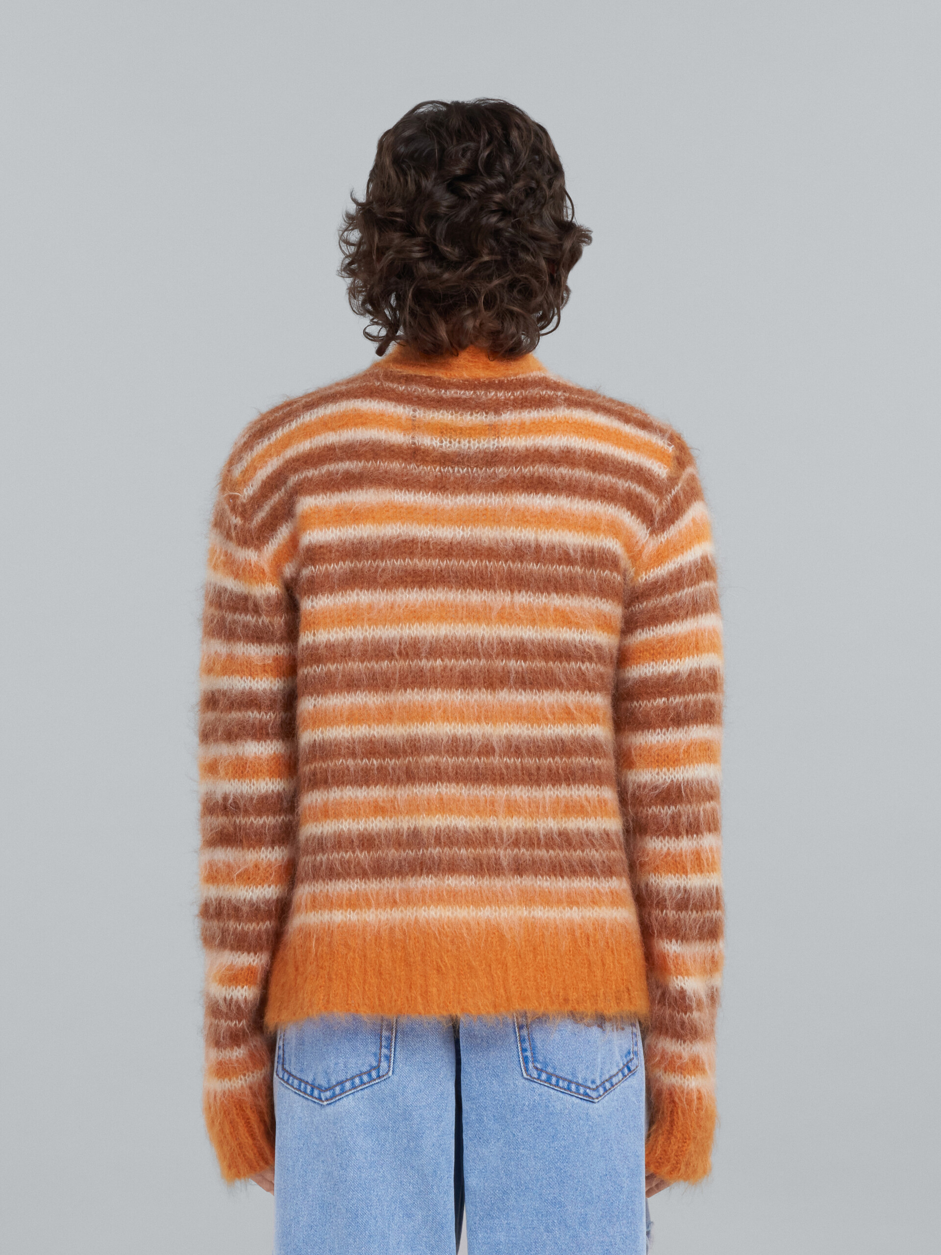 Mohair cardigan with orange stripes - Pullovers - Image 3