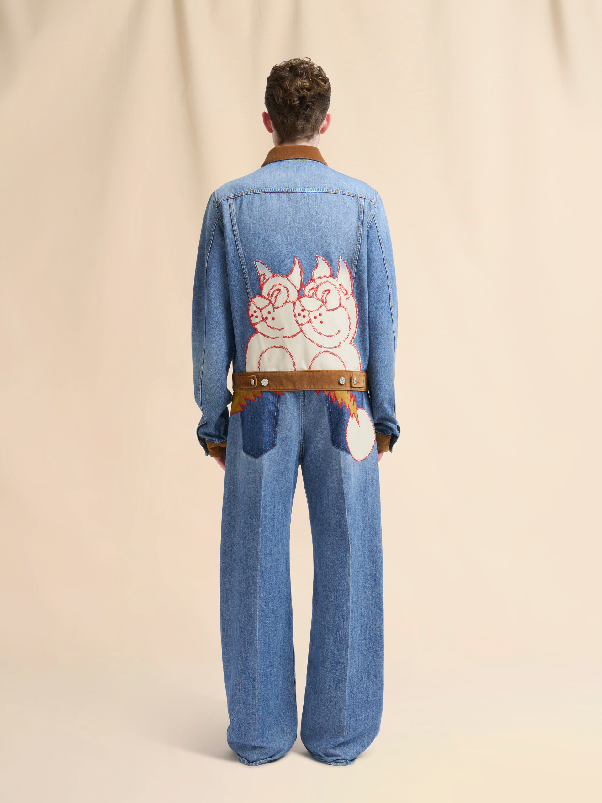 Blue denim trucker jacket with patch on back - Jackets - Image 3