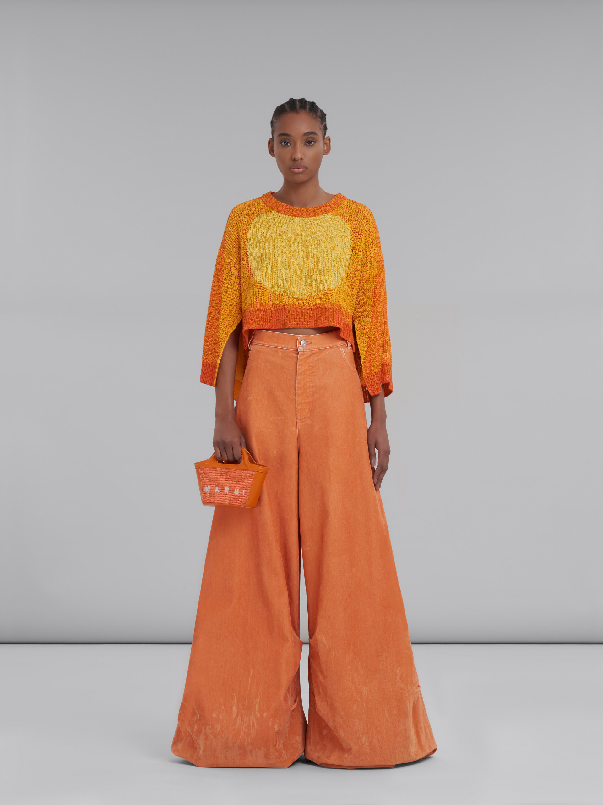 Tropicalia Micro Bag in orange leather and raffia - Handbag - Image 2