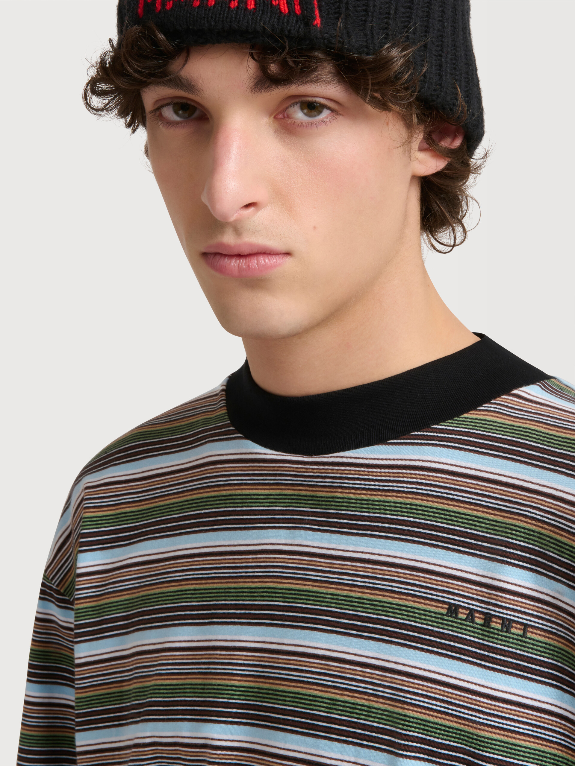 Multicolour striped cotton long-sleeved T-shirt - Shirts - Image 4