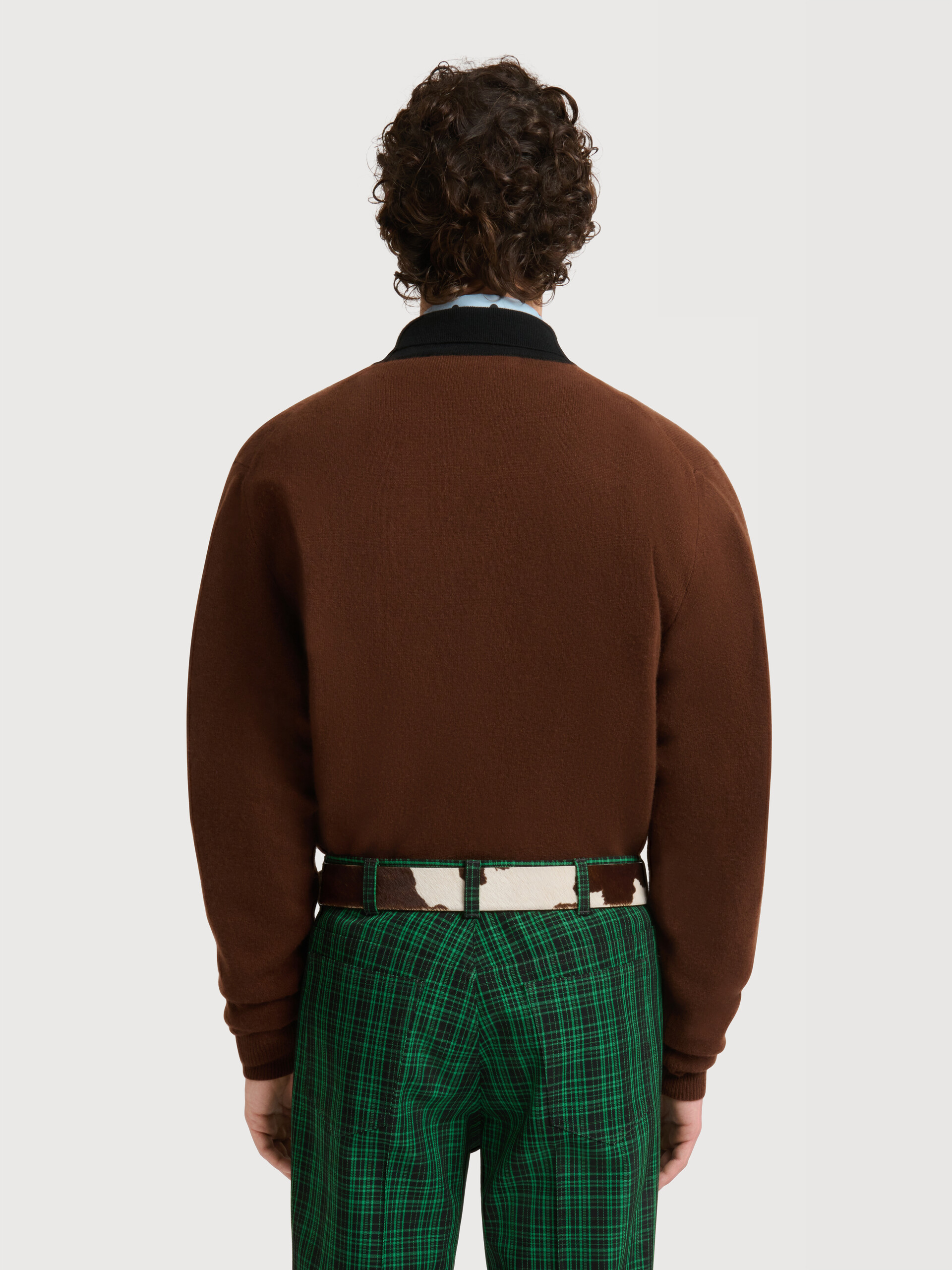 Brown cashmere polo jumper with layered effect - Shirts - Image 4