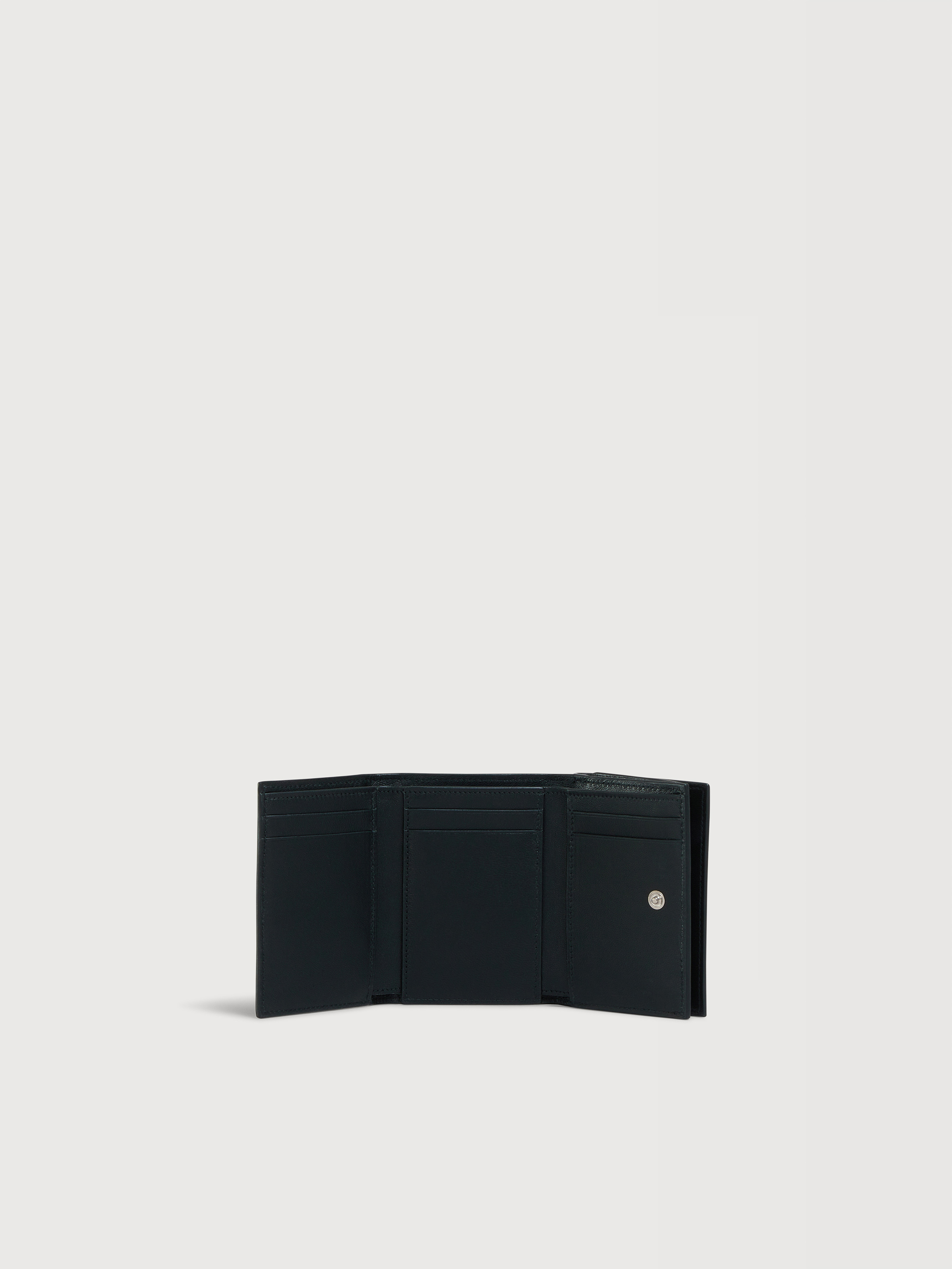 Black leather trifold wallet with Marni Mending embroidery - Wallets - Image 2