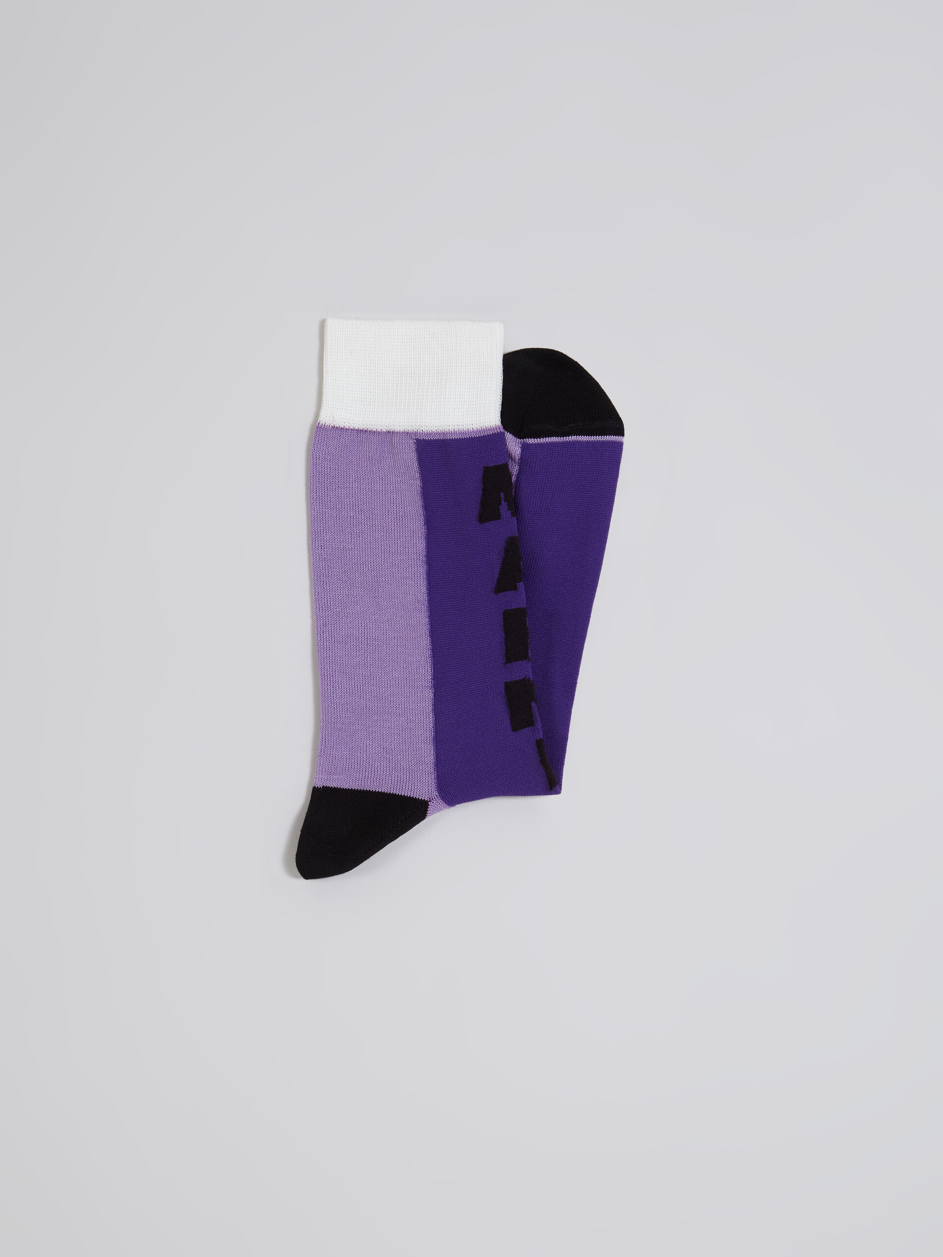 Purple cotton and nylon logo intarsia sock - Socks - Image 2